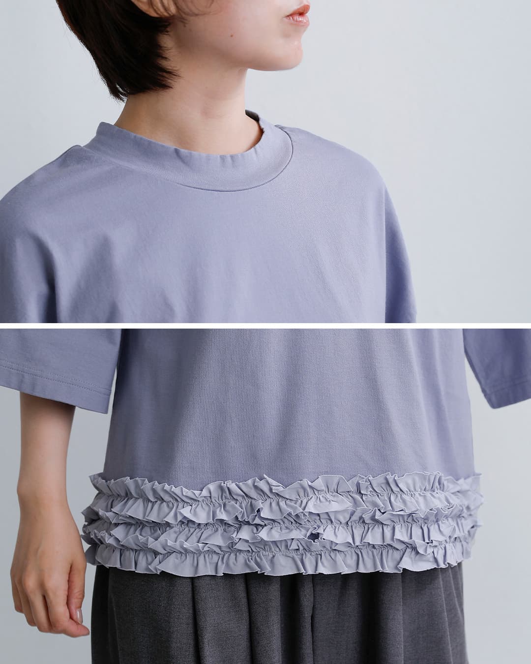 universal sevenコットン クラシック天竺 ヘムフリル Tシャツ us263ct025