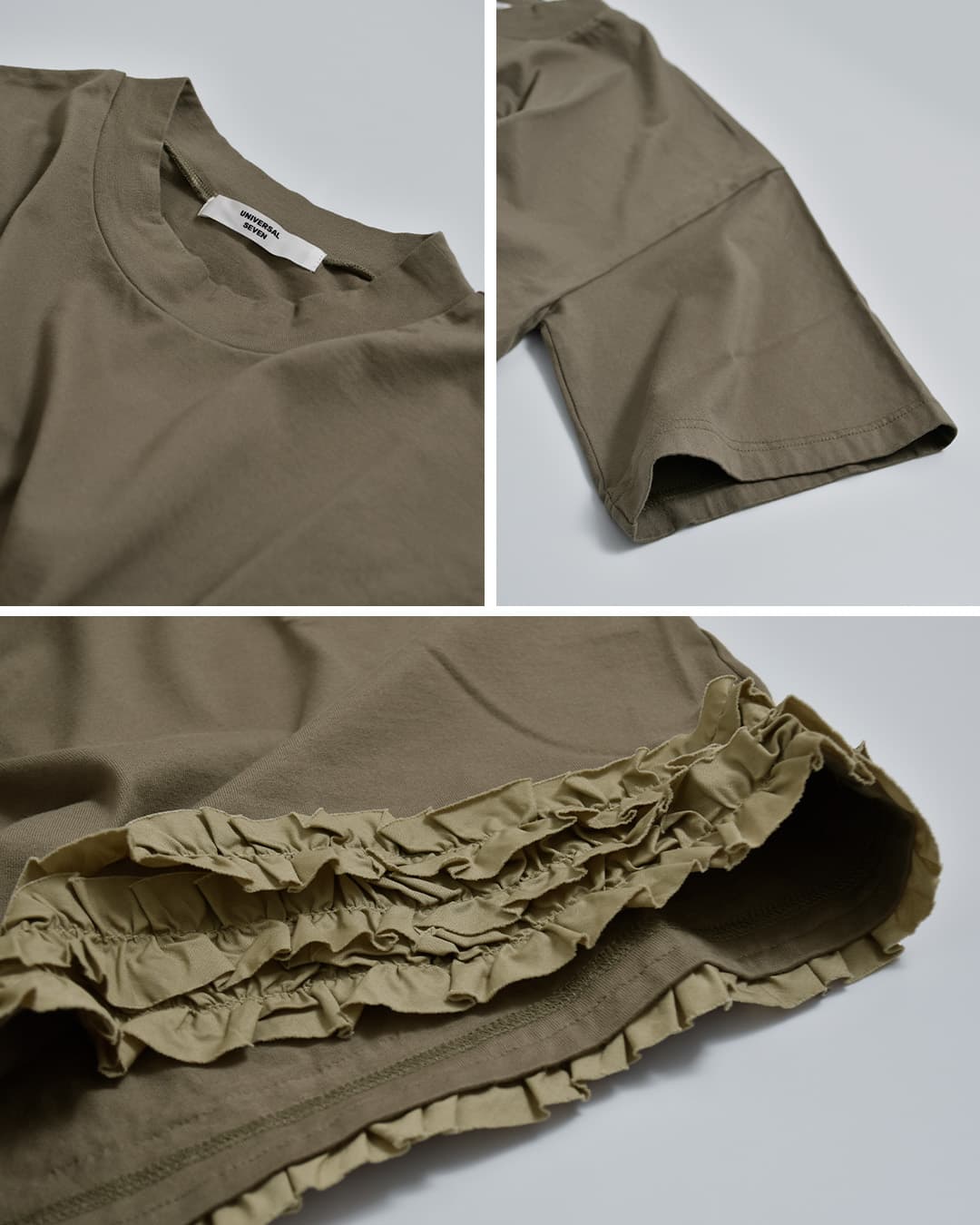 universal sevenコットン クラシック天竺 ヘムフリル Tシャツ us263ct025