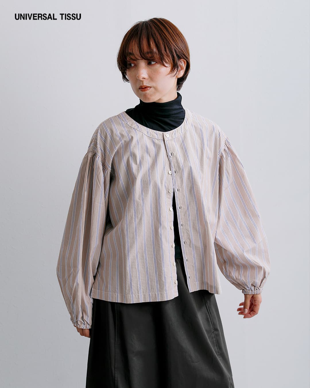 universal tissu(ユニヴァーサルティシュ)コットン ブラウス カーディガン ut263bl005