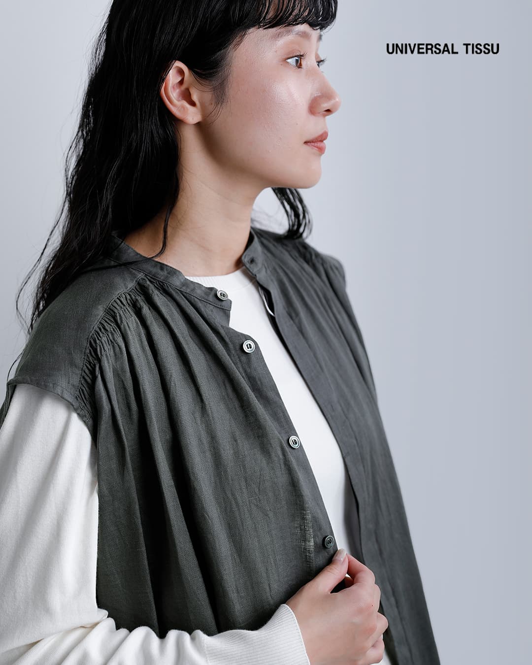 2026aw新作]universal tissu ユニヴァーサルティシュ 比翼開き バンド