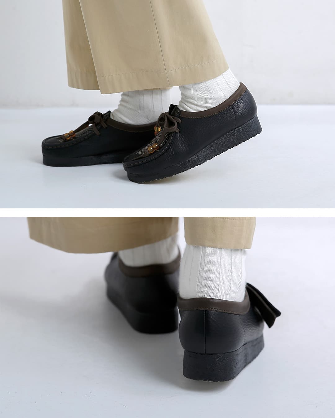 clarks クラークス レザー 刺繍 ワラビー クレープソール モカシン