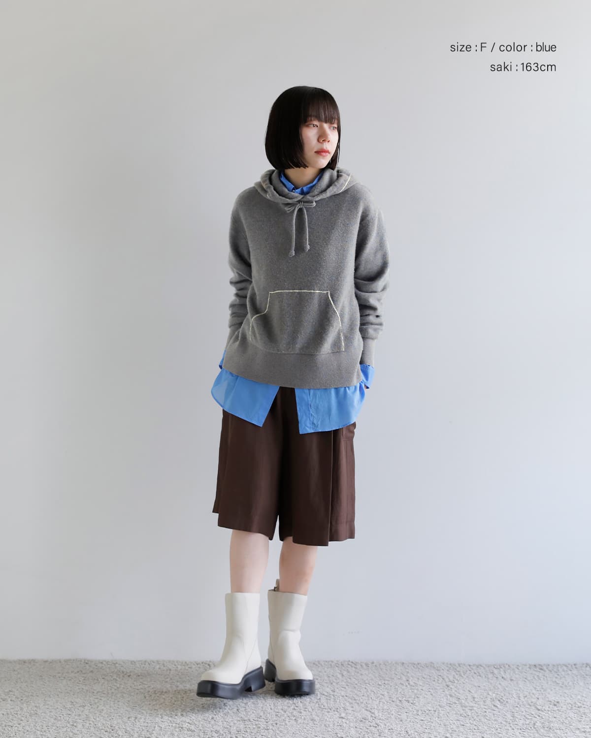 AKANE UTSUNOMIYA(アカネウツノミヤ)縮絨ラムウール配色ラインニットフーディー wap-fk01-1001