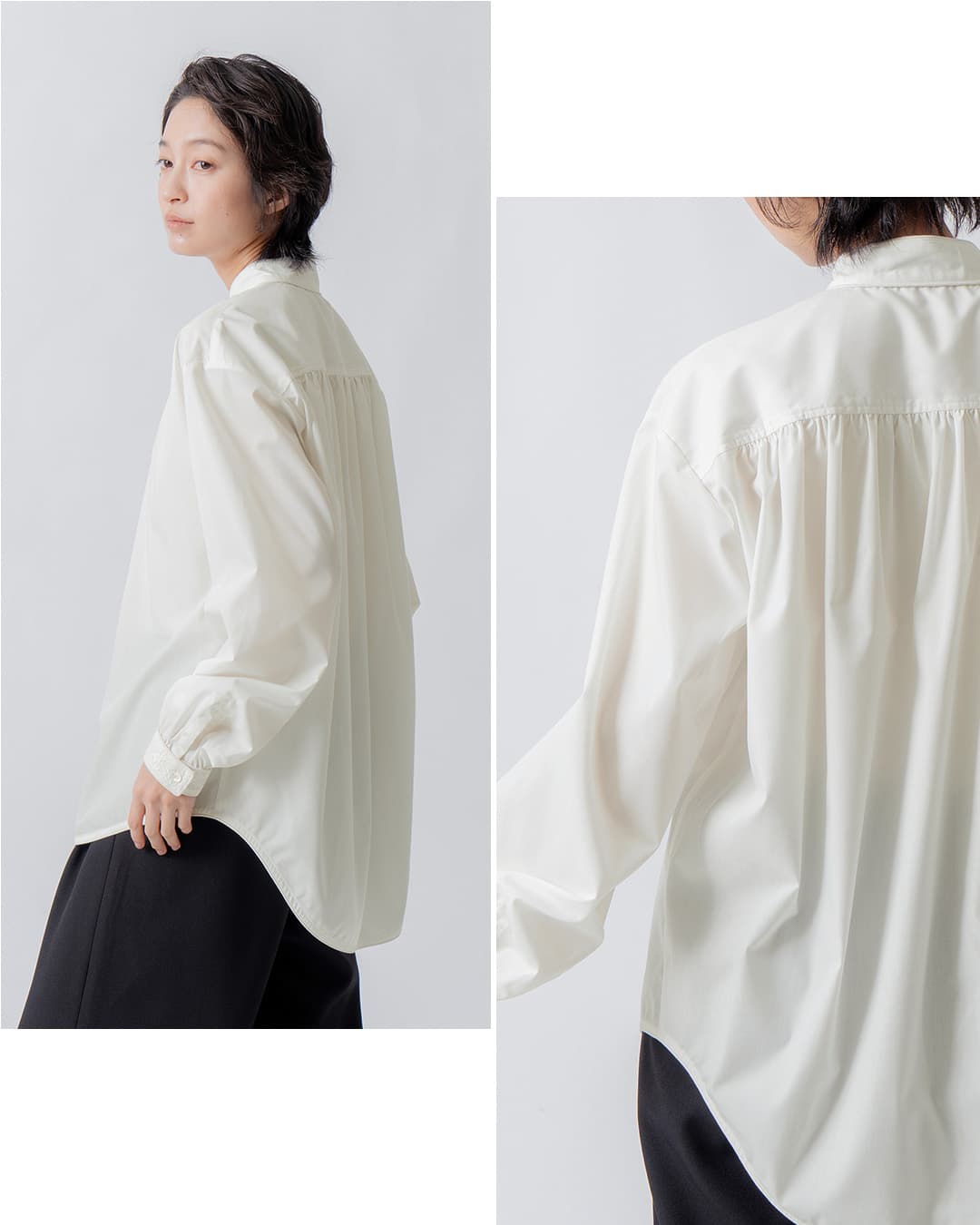 WHYTO. ホワイト コットン 刺繍 スタンドカラーブラウス wht26fbl4098