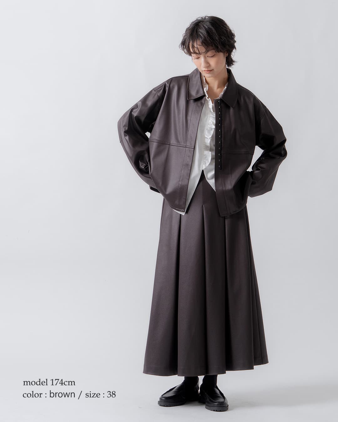 WHYTOレザーライク シャツ ジャケット wht26fbl4106