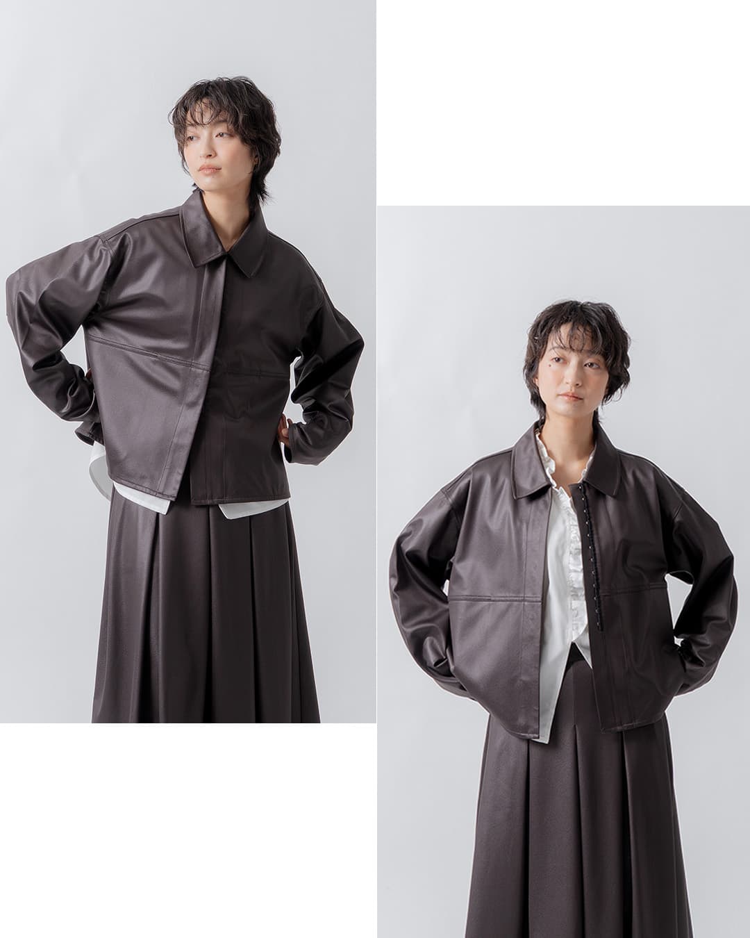 WHYTOレザーライク シャツ ジャケット wht26fbl4106