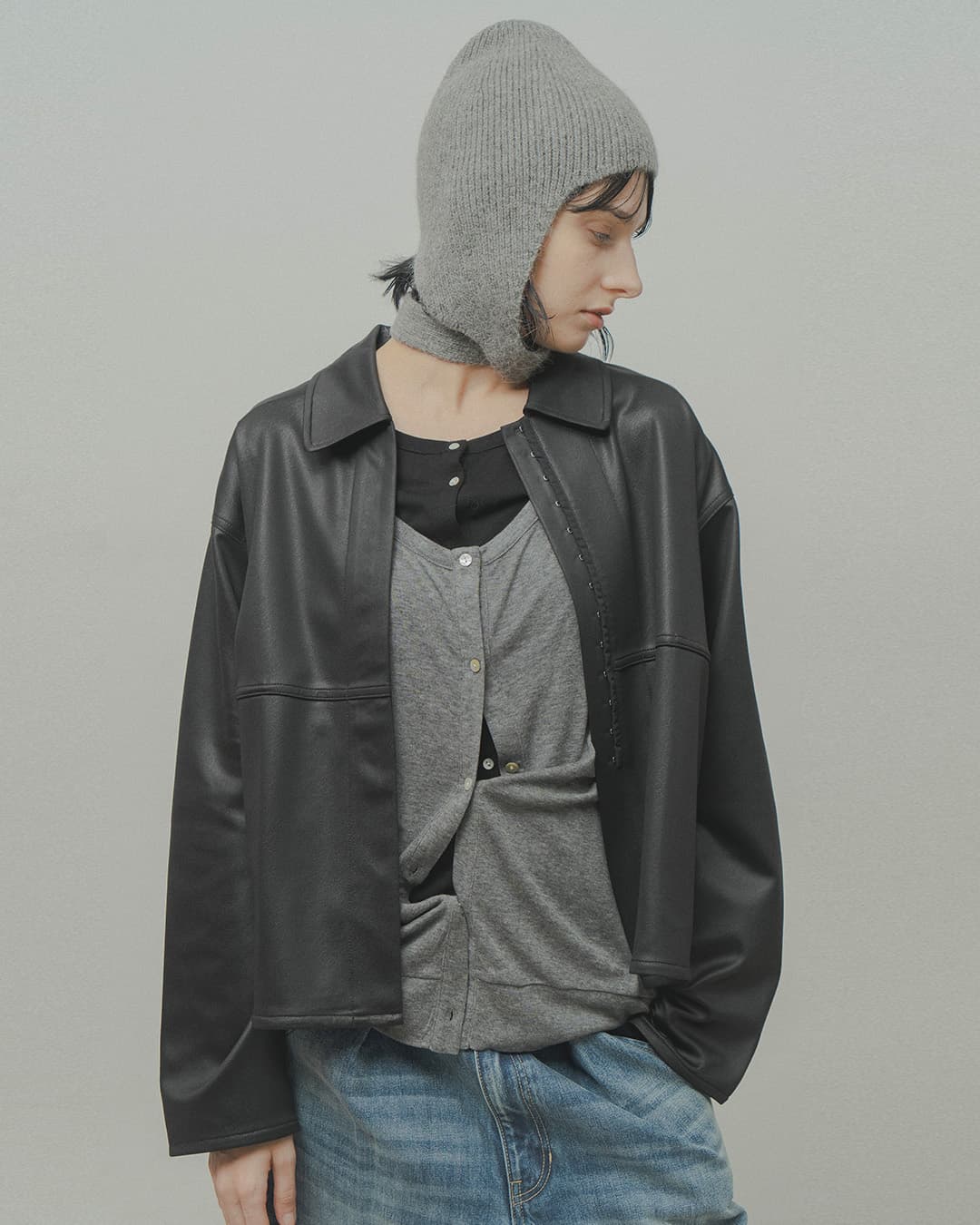 WHYTOレザーライク シャツ ジャケット wht26fbl4106