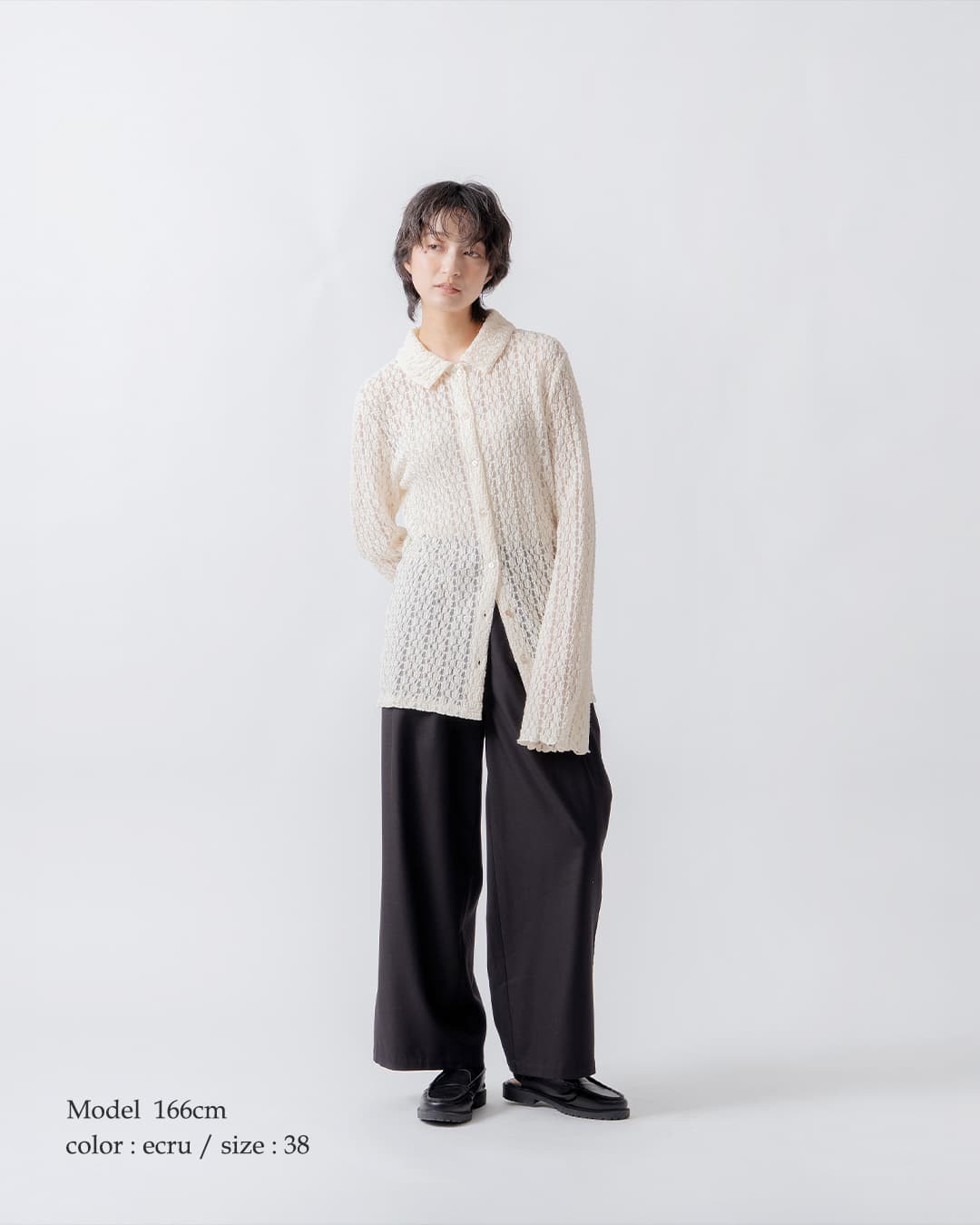 WHYTO.(ホワイト)レース ボタン シャツ wht26fbl4108