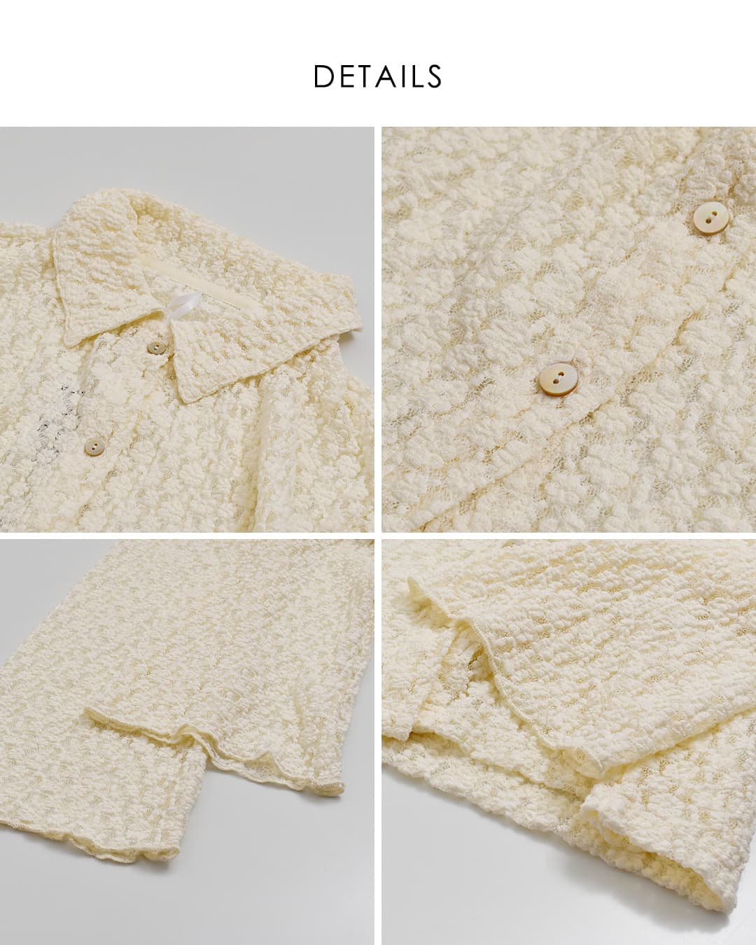 WHYTO.(ホワイト)レース ボタン シャツ wht26fbl4108