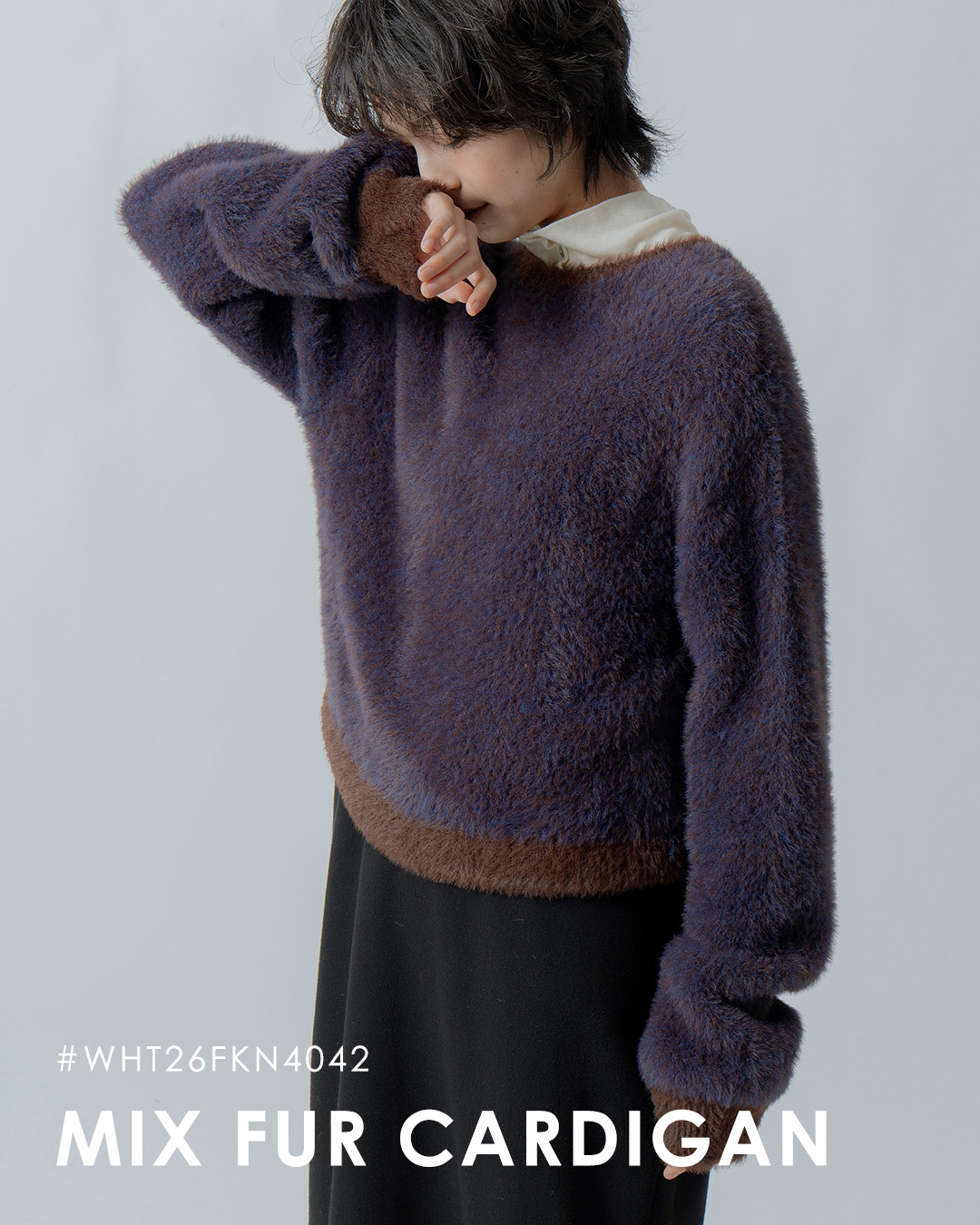 WHYTO.2way ミックス ファー カーディガン wht26fkn4042