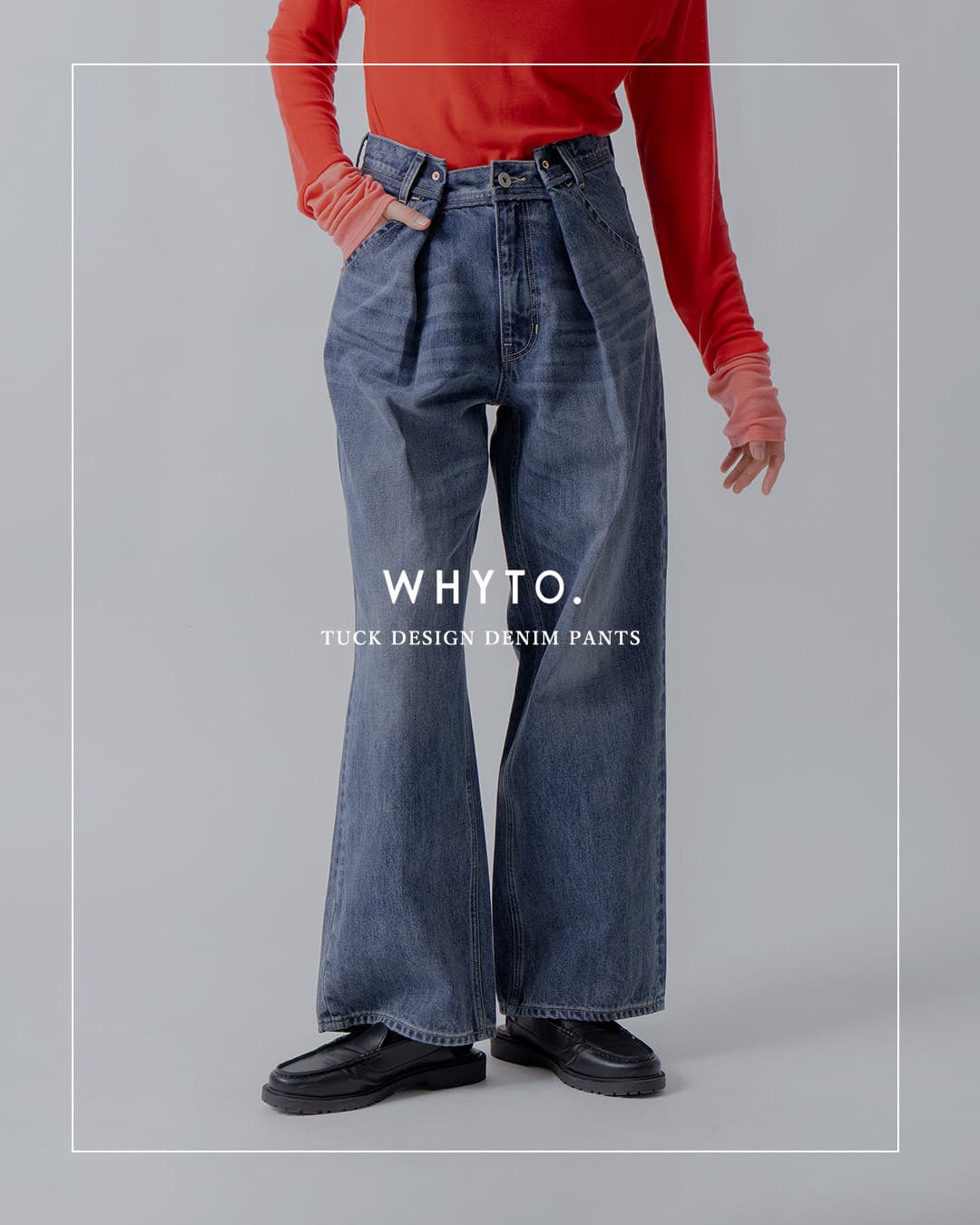 WHYTOタックデザイン デニムパンツ wht26fpt4075