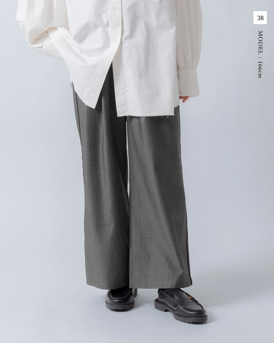 WHYTO.ウール サイドベロアライン タック パンツ wht26fpt4079