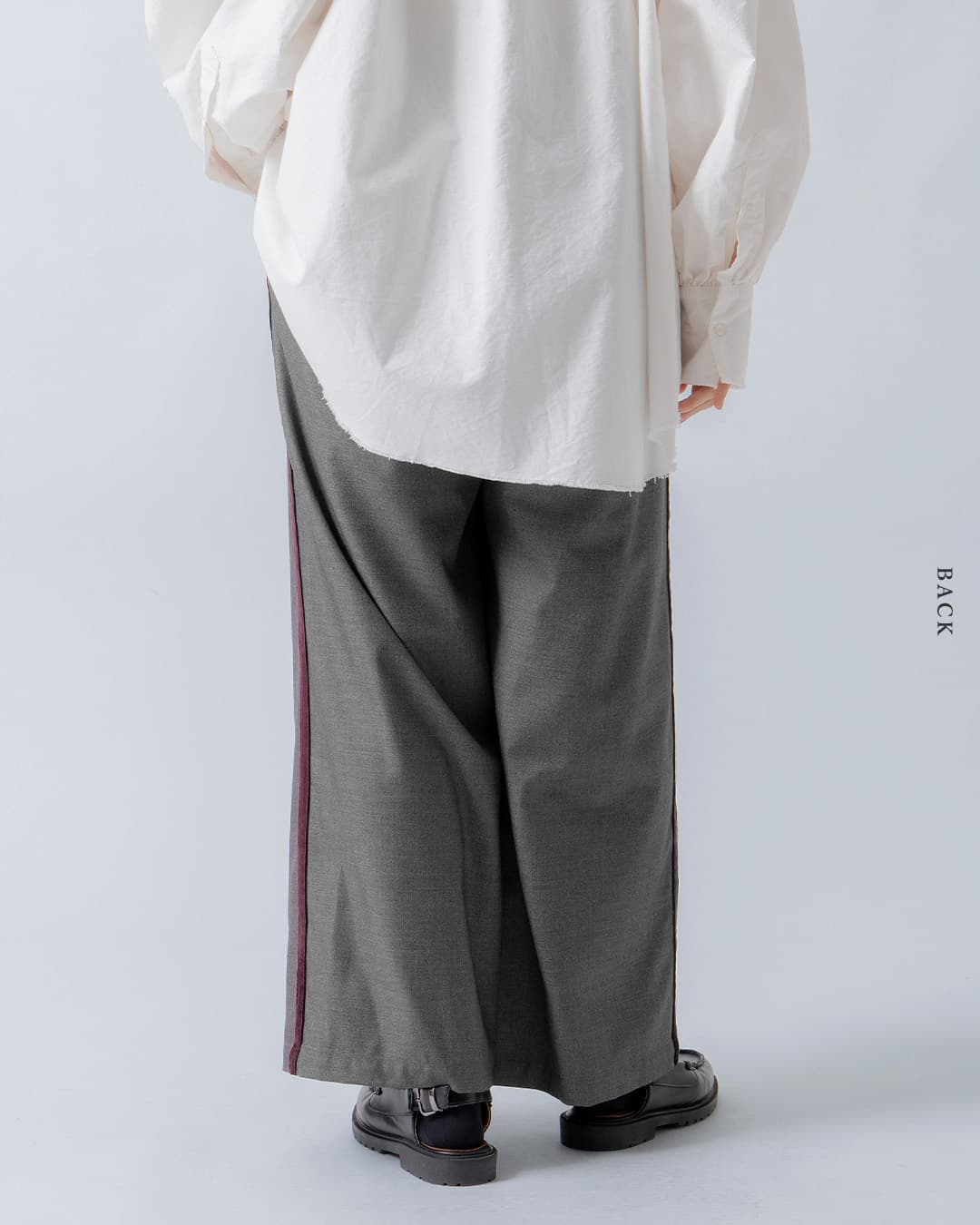 WHYTO.ウール サイドベロアライン タック パンツ wht26fpt4079