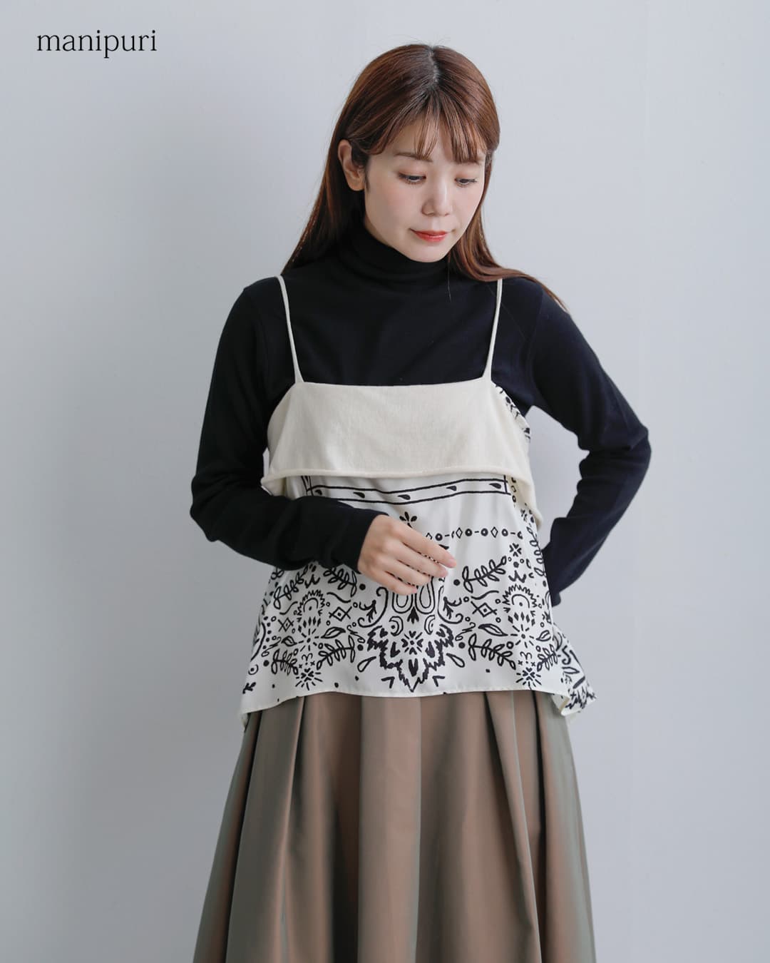 manipuri(マニプリ)シルク 2way リボン 巻き キャミソール wrap-camisole