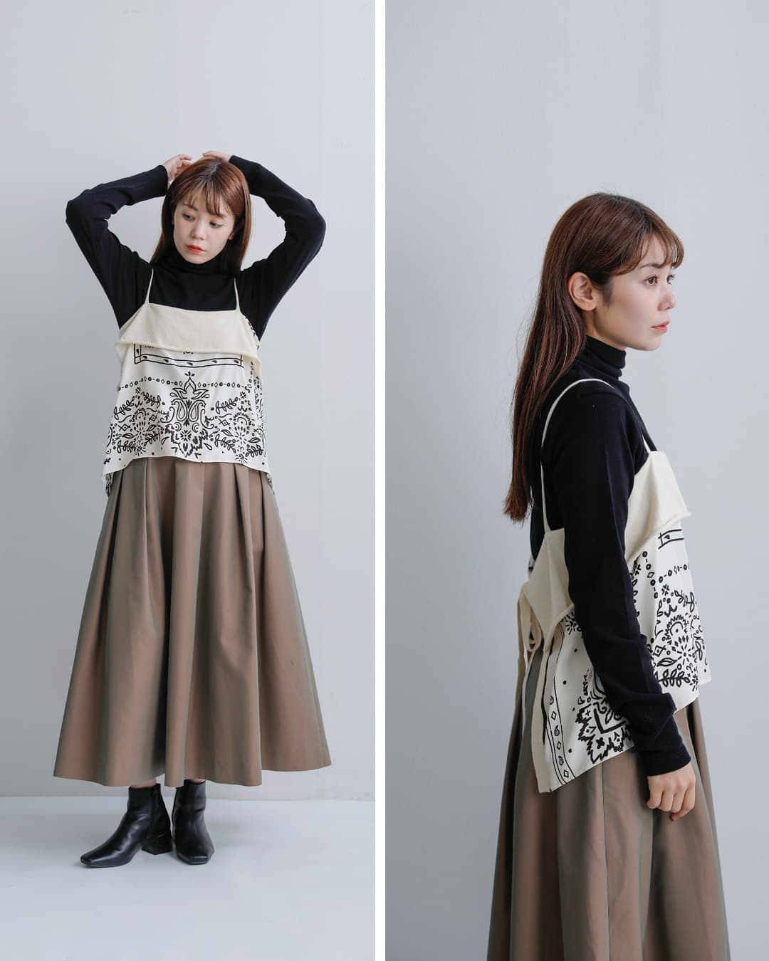 manipuri(マニプリ)シルク 2way リボン 巻き キャミソール wrap-camisole