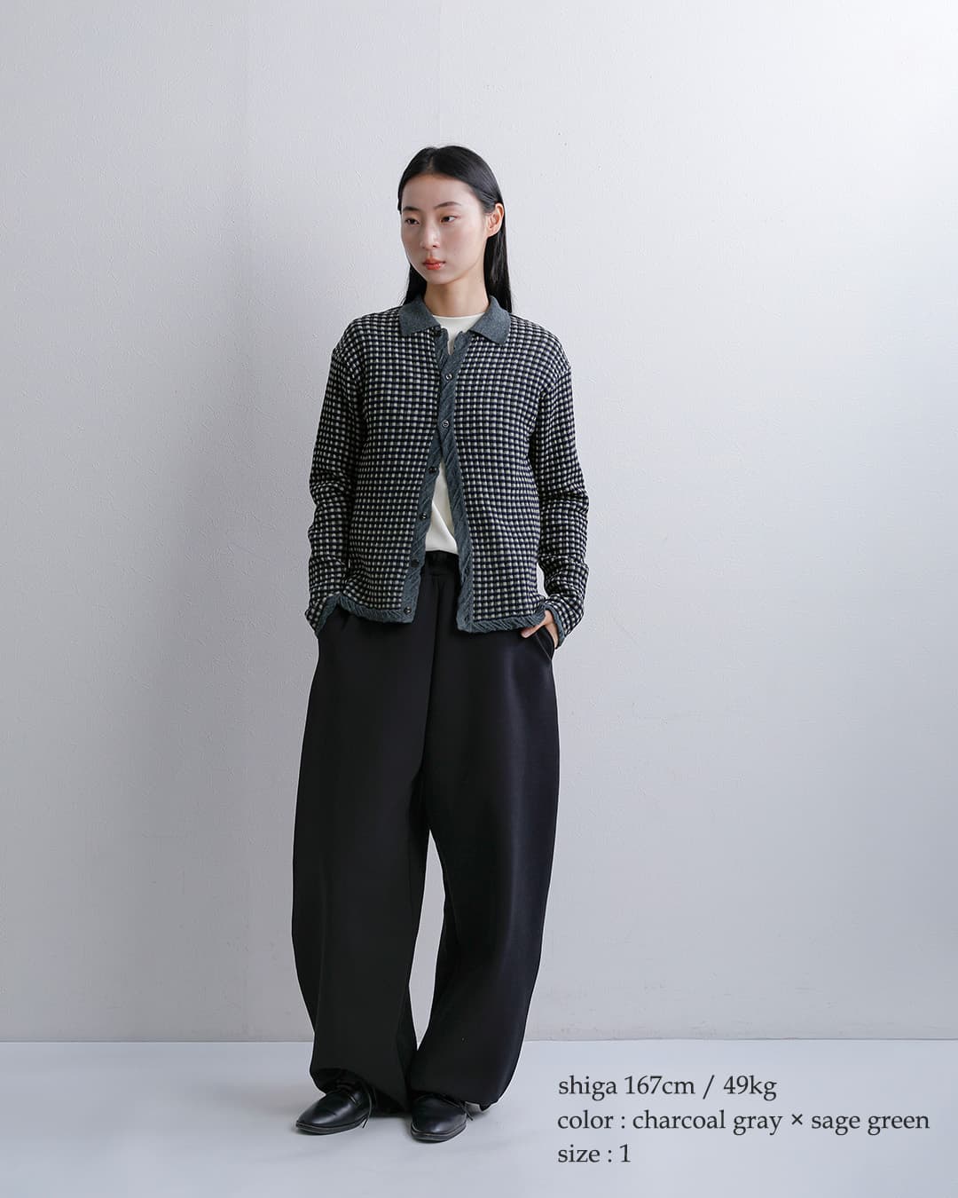 unfilウール ジャカード ニットシャツ high twisted wool JQ pattern knit shirts wxfl-uw109