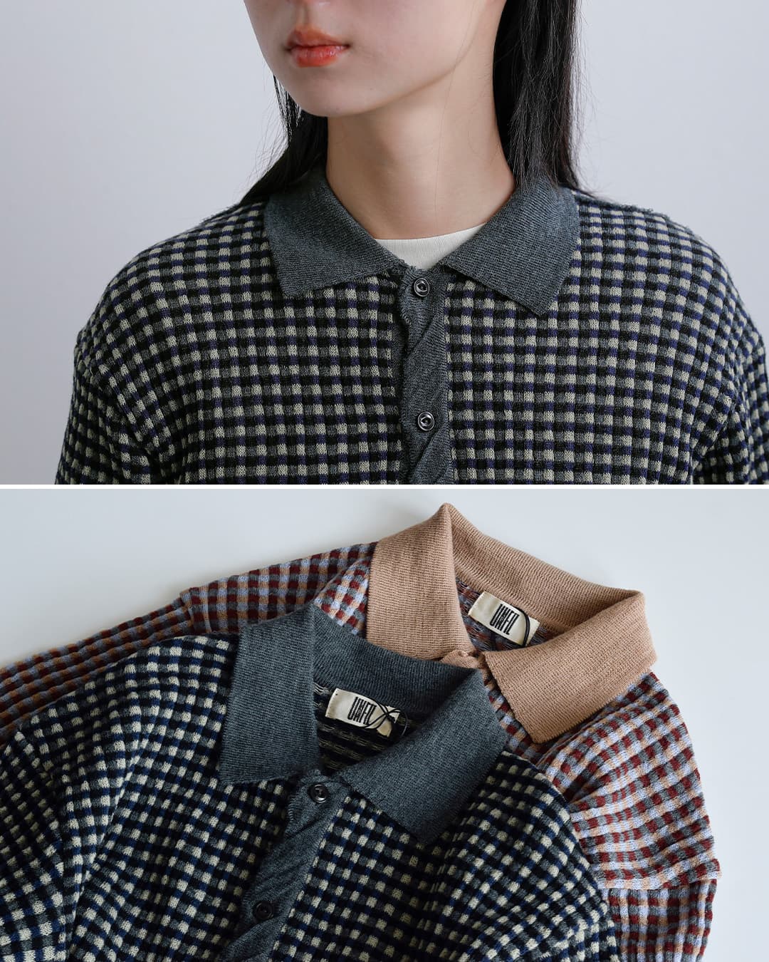 unfilウール ジャカード ニットシャツ high twisted wool JQ pattern knit shirts wxfl-uw109