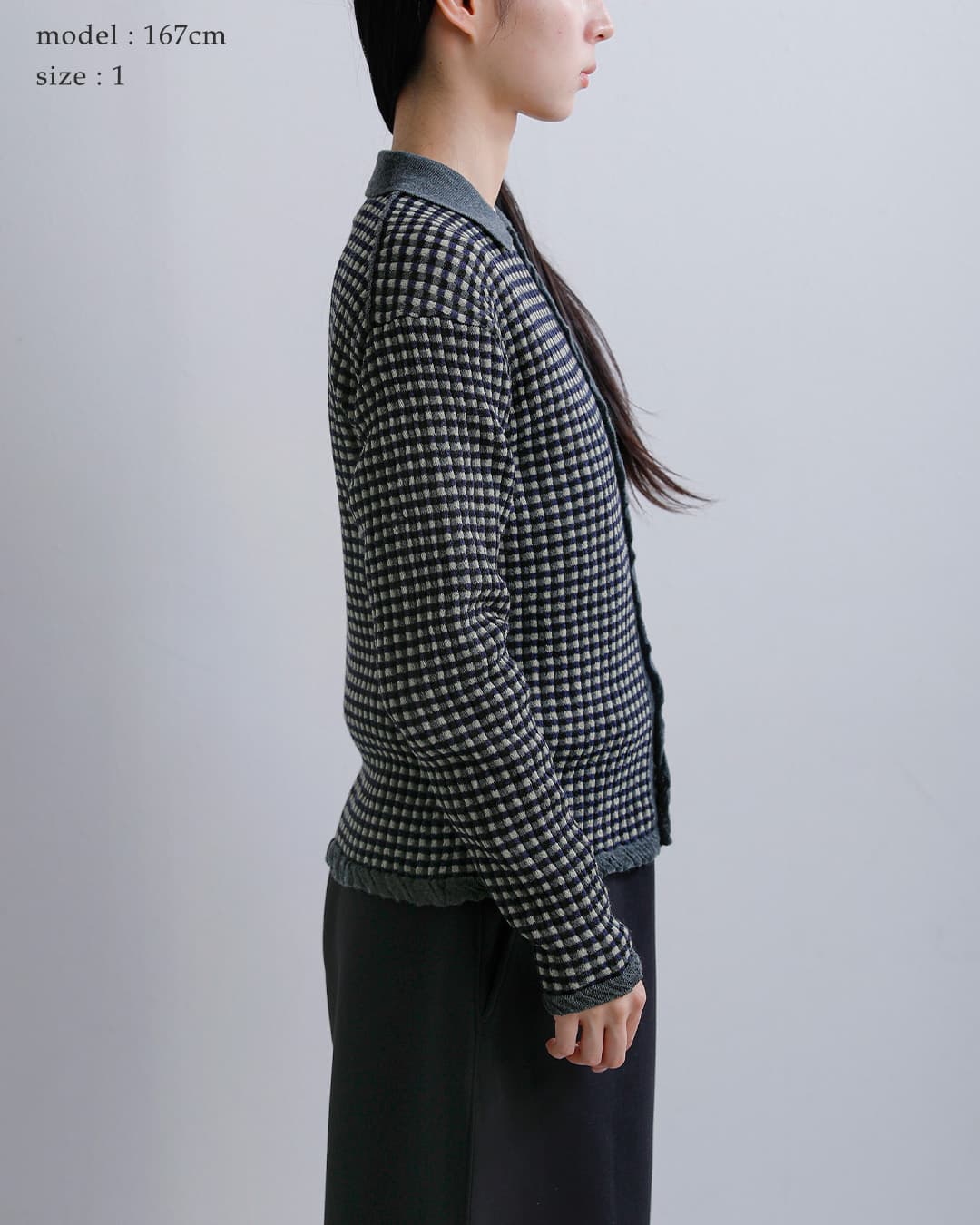 unfilウール ジャカード ニットシャツ high twisted wool JQ pattern knit shirts wxfl-uw109