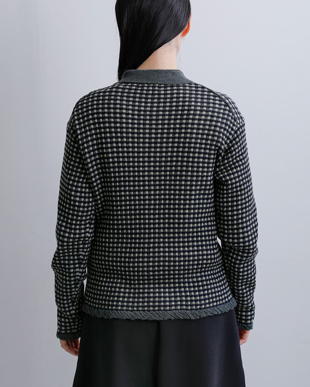 unfilウール ジャカード ニットシャツ high twisted wool JQ pattern knit shirts wxfl-uw109