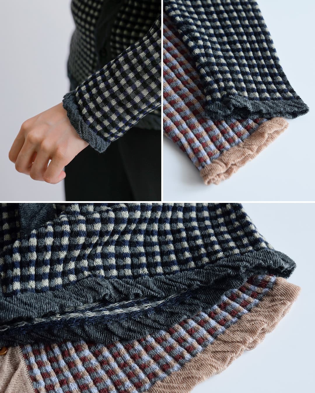 unfilウール ジャカード ニットシャツ high twisted wool JQ pattern knit shirts wxfl-uw109