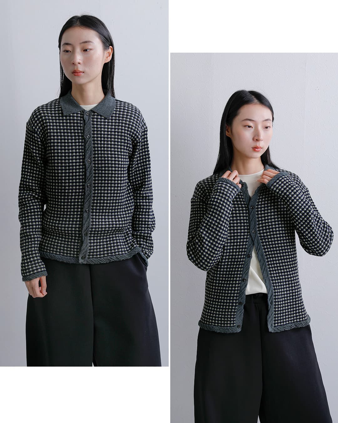unfilウール ジャカード ニットシャツ high twisted wool JQ pattern knit shirts wxfl-uw109