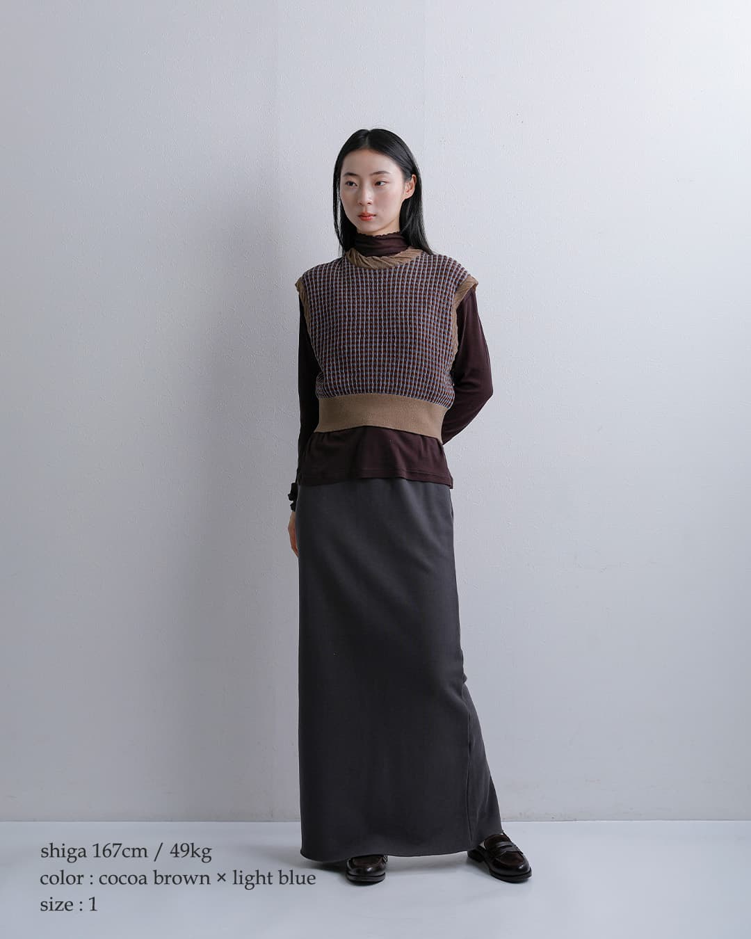 unfilウール ジャカード ニットベスト high twisted wool JQ pattern knit vest wxfl-uw110