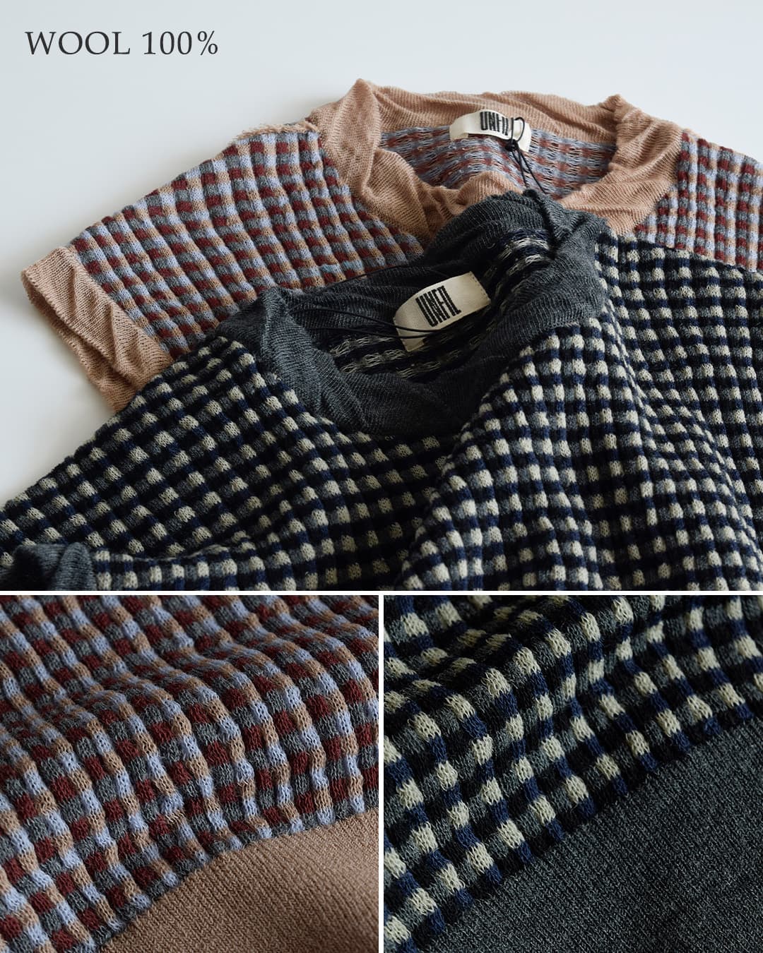 unfilウール ジャカード ニットベスト high twisted wool JQ pattern knit vest wxfl-uw110