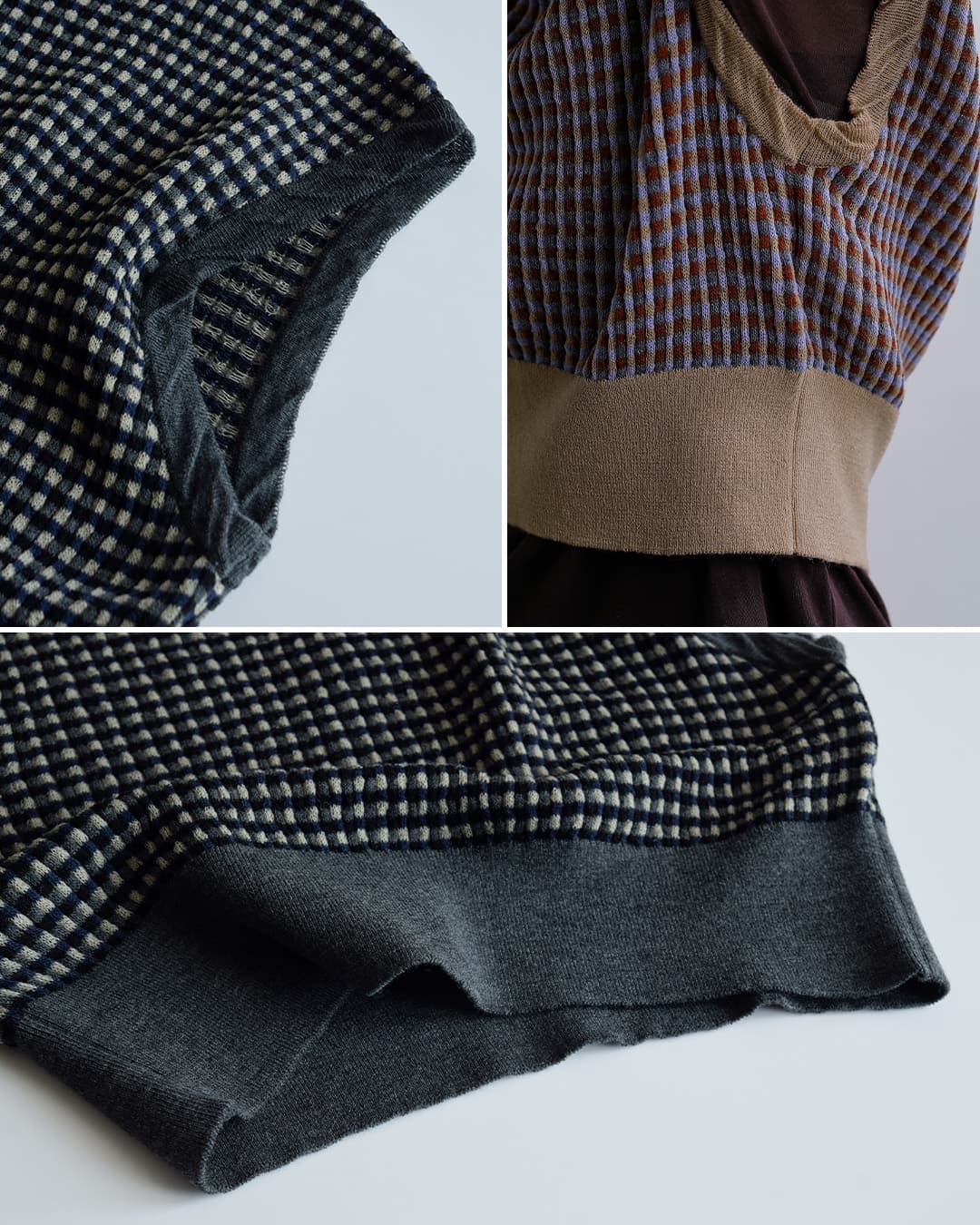 unfilウール ジャカード ニットベスト high twisted wool JQ pattern knit vest wxfl-uw110
