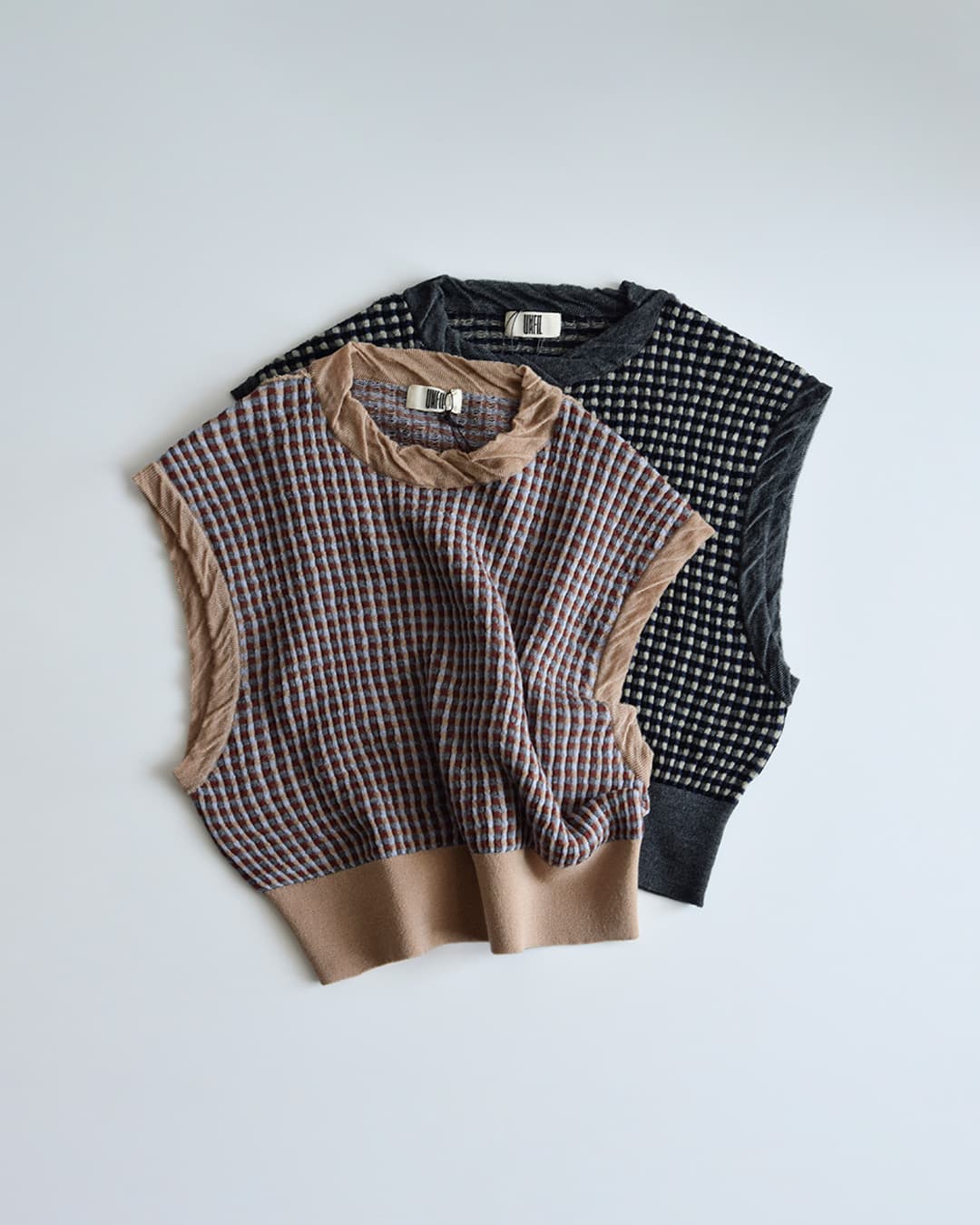 unfilウール ジャカード ニットベスト high twisted wool JQ pattern knit vest wxfl-uw110