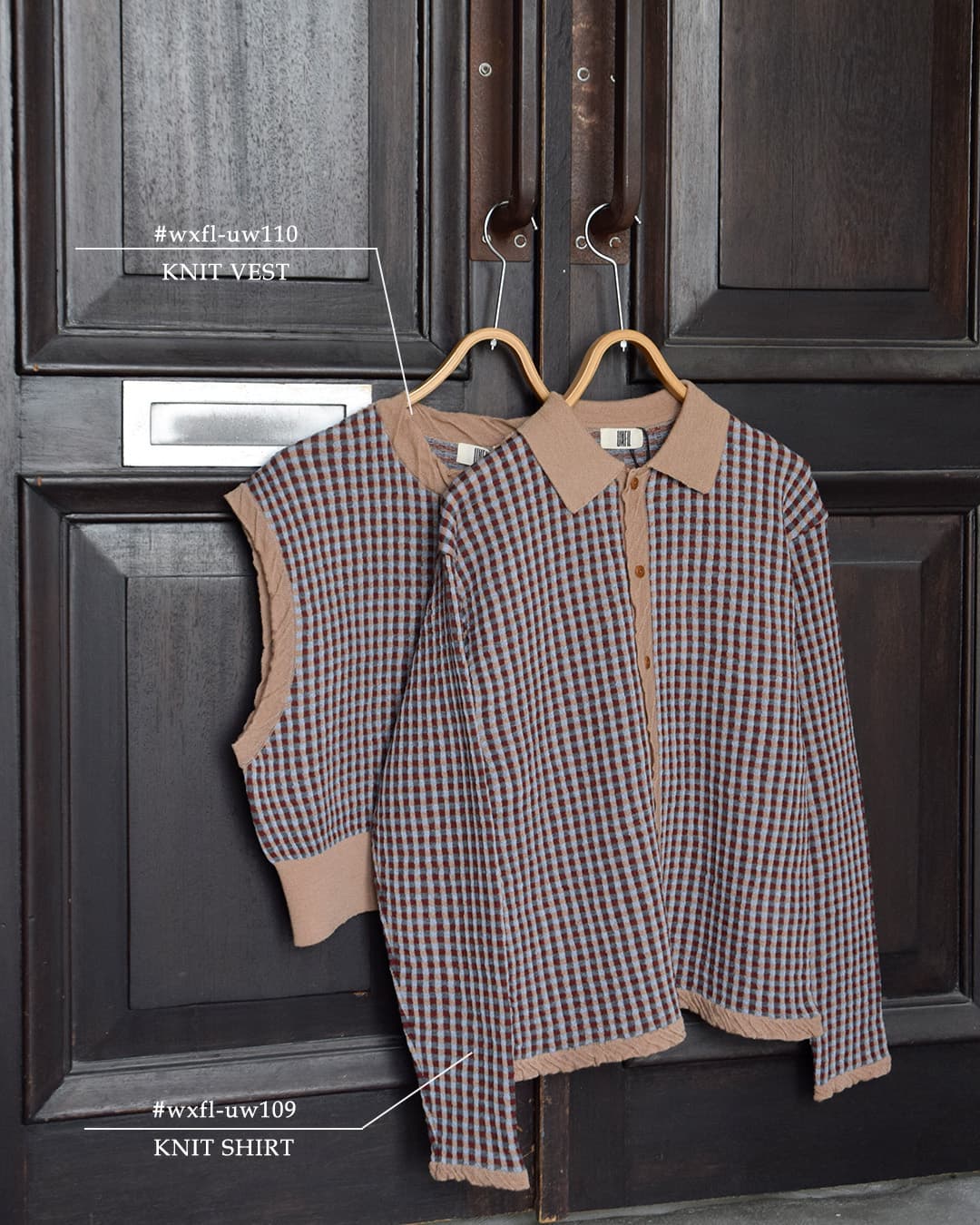 unfilウール ジャカード ニットベスト high twisted wool JQ pattern knit vest wxfl-uw110