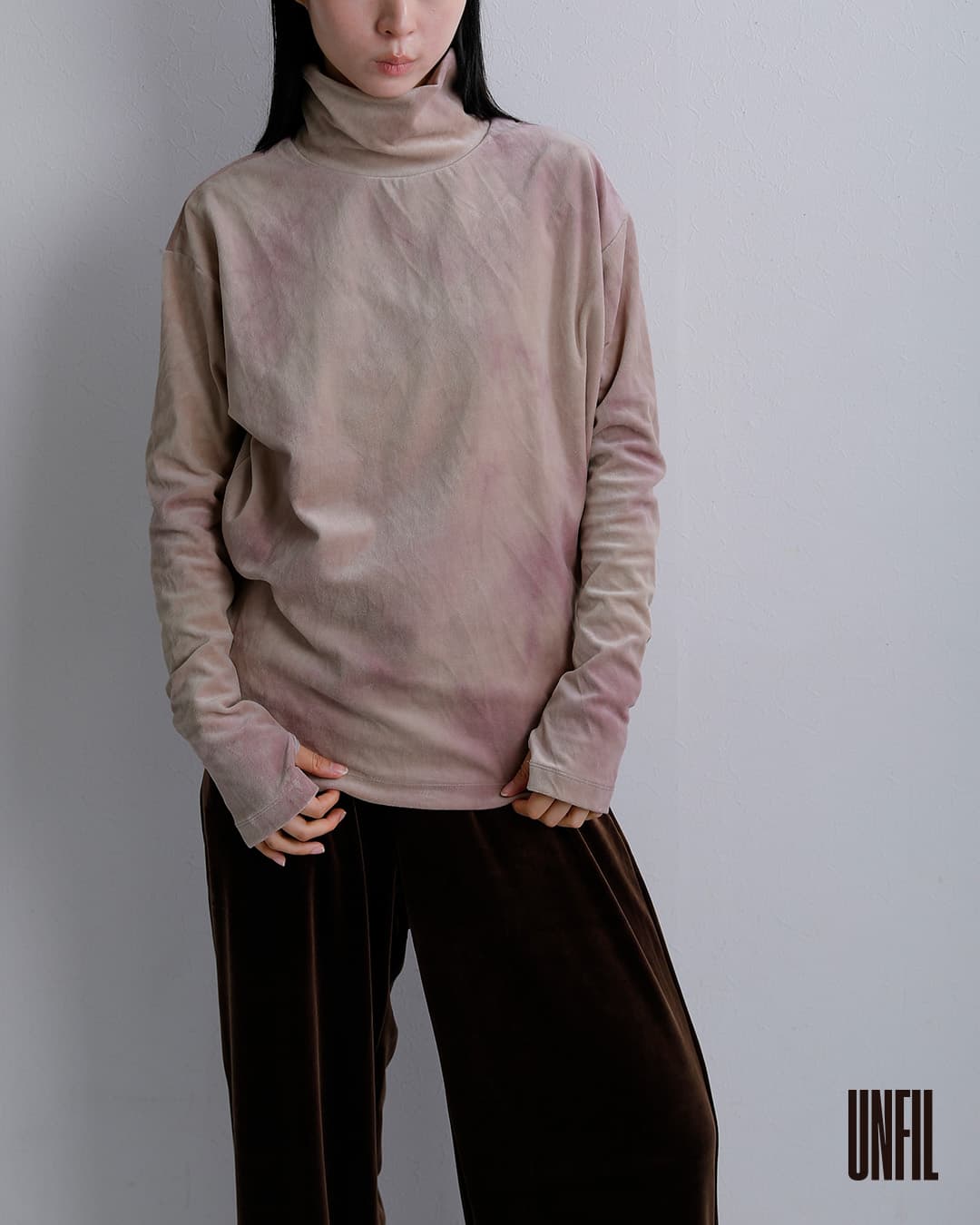 unfilタイダイ コットンベロア ハイネックプルオーバー tie-dyed cotton velour high-neck P/O wxfl-uw116