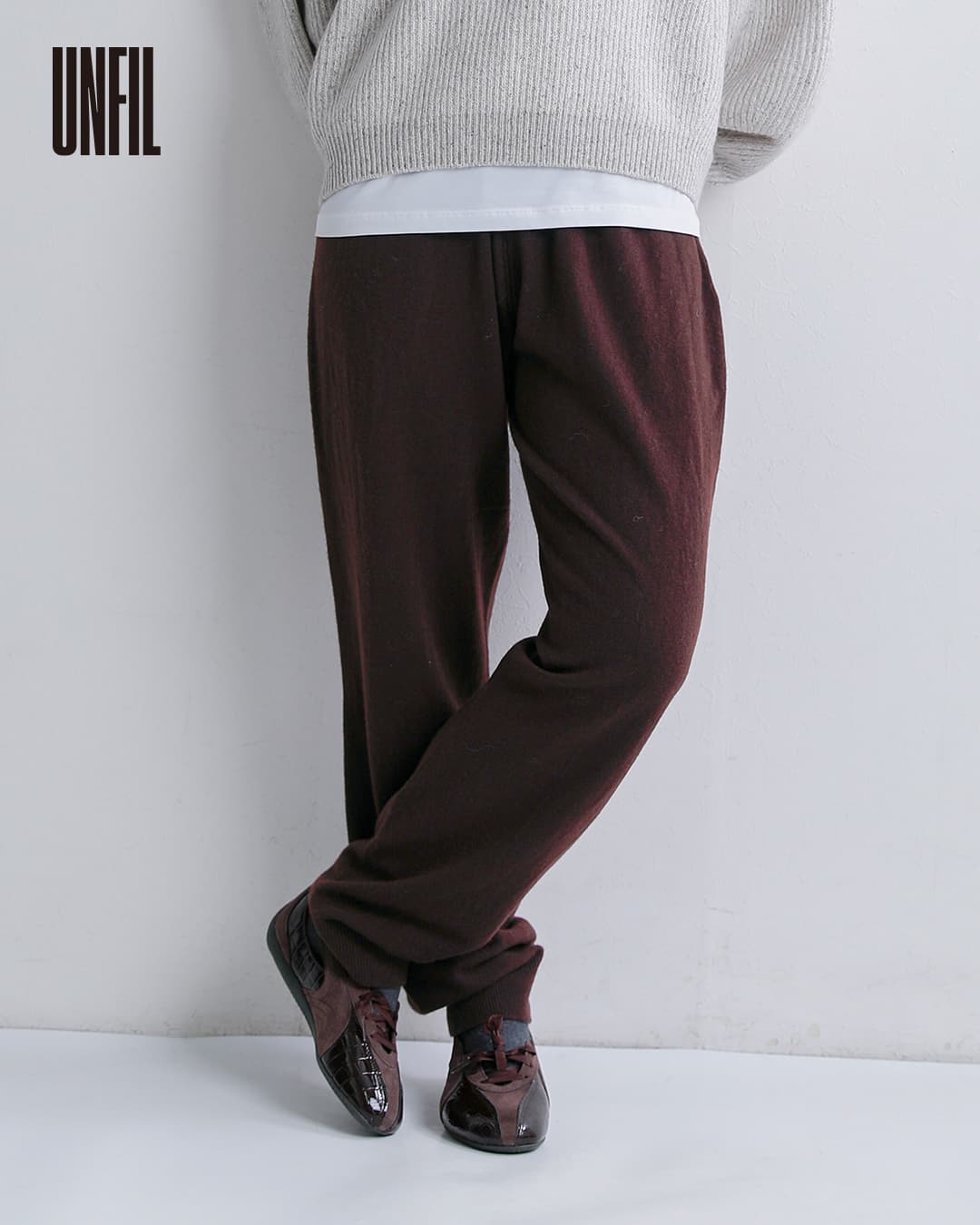 unfil(アンフィル)メリノウール ハイゲージ ニットパンツ ex super fine woolen wool high-gauge knit pants wxfl-uw121