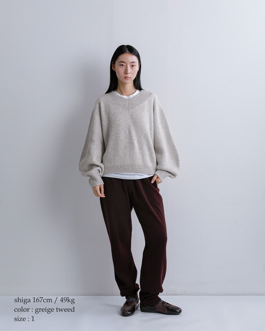 unfilウール シルクネップ ツイードニット セーター woolen cotton silk nep wool tweed-knit P/O wxfl-uw124