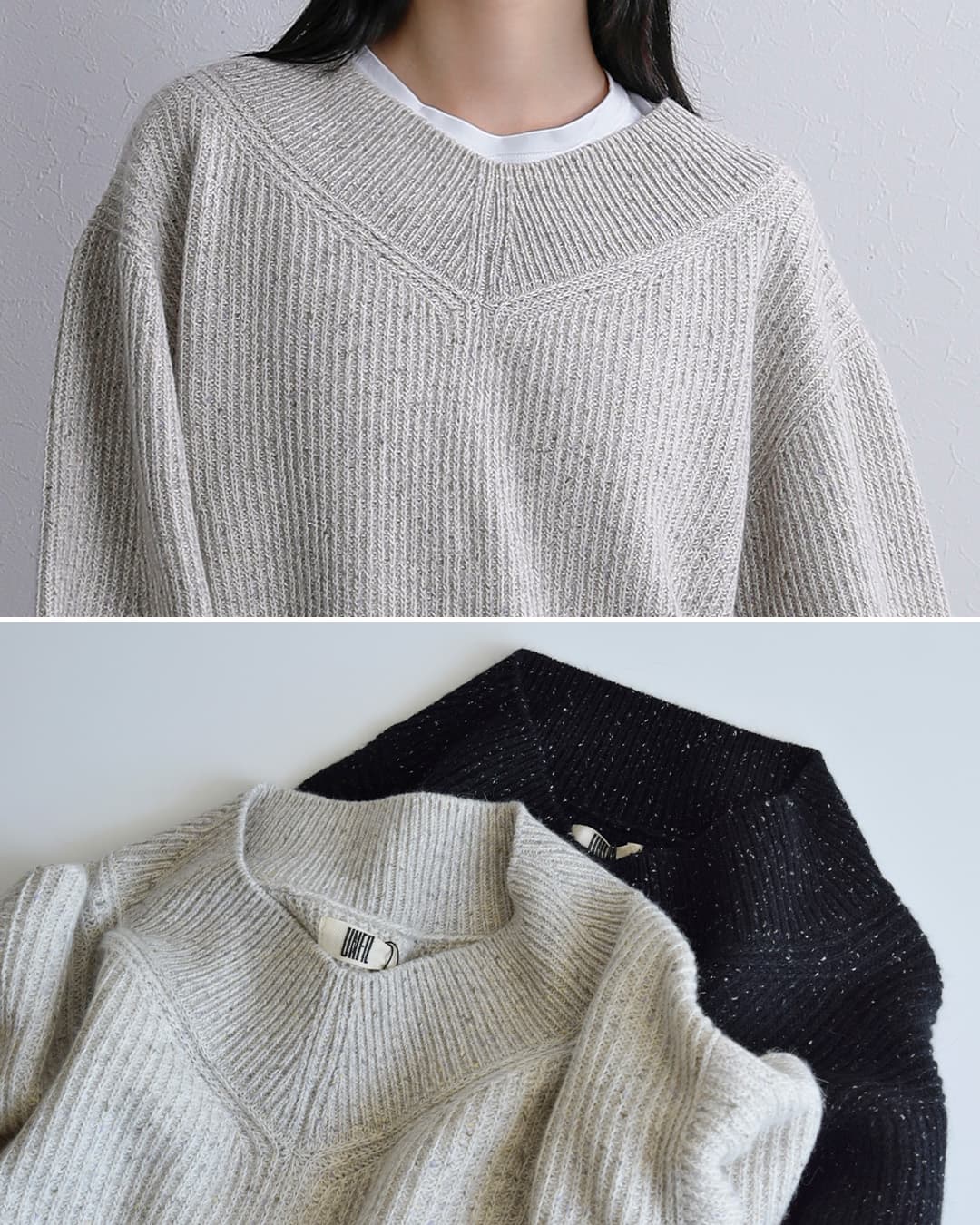 unfilウール シルクネップ ツイードニット セーター woolen cotton silk nep wool tweed-knit P/O wxfl-uw124
