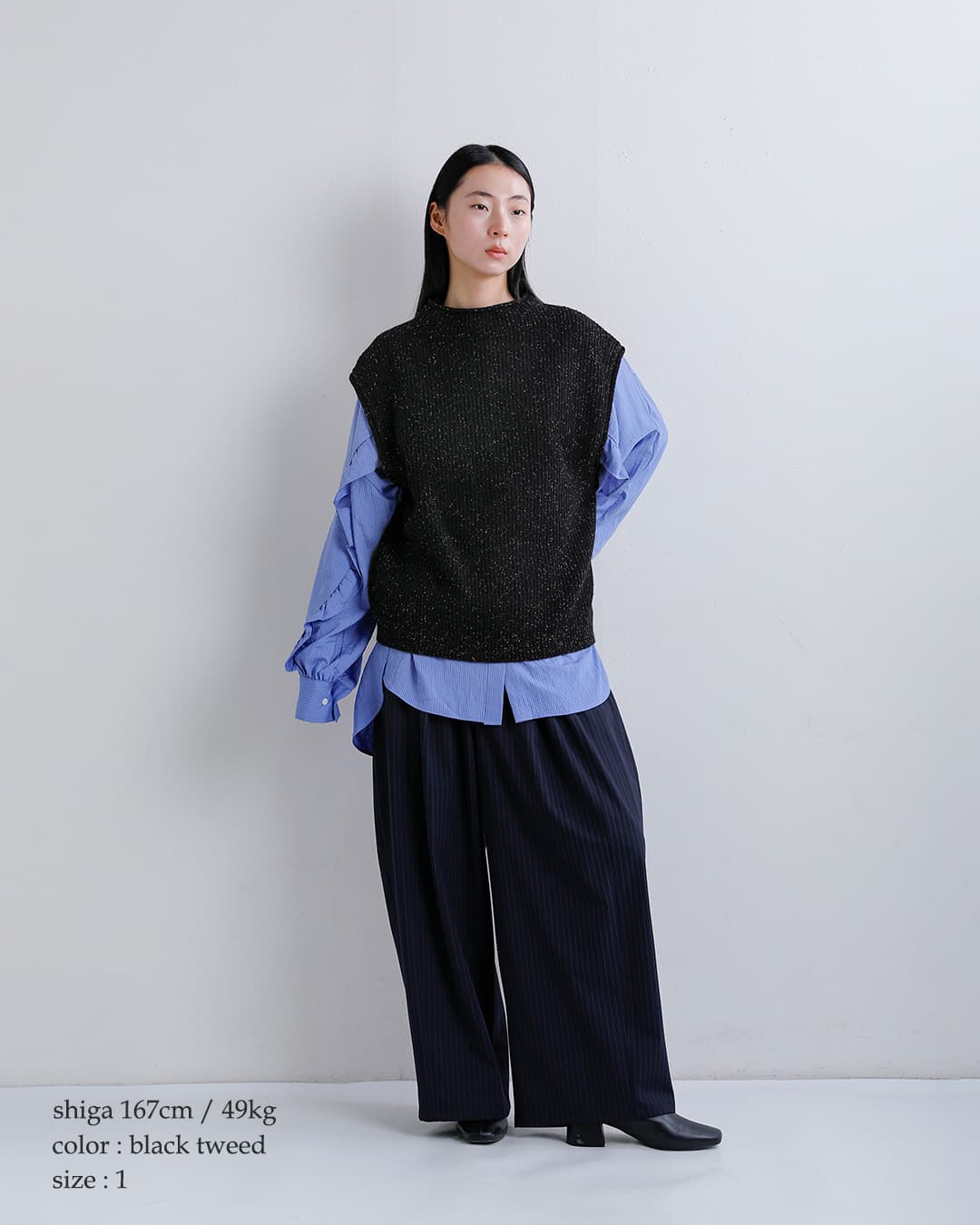 unfilウール シルクネップ ツイードニット ベスト woolen cotton silk nep wool tweed-knit vest wxfl-uw125