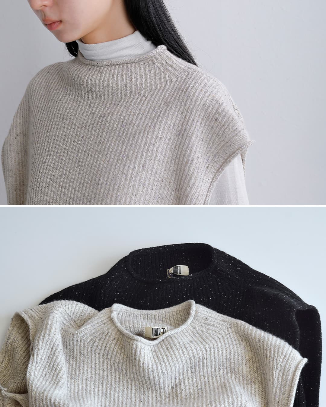 unfilウール シルクネップ ツイードニット ベスト woolen cotton silk nep wool tweed-knit vest wxfl-uw125