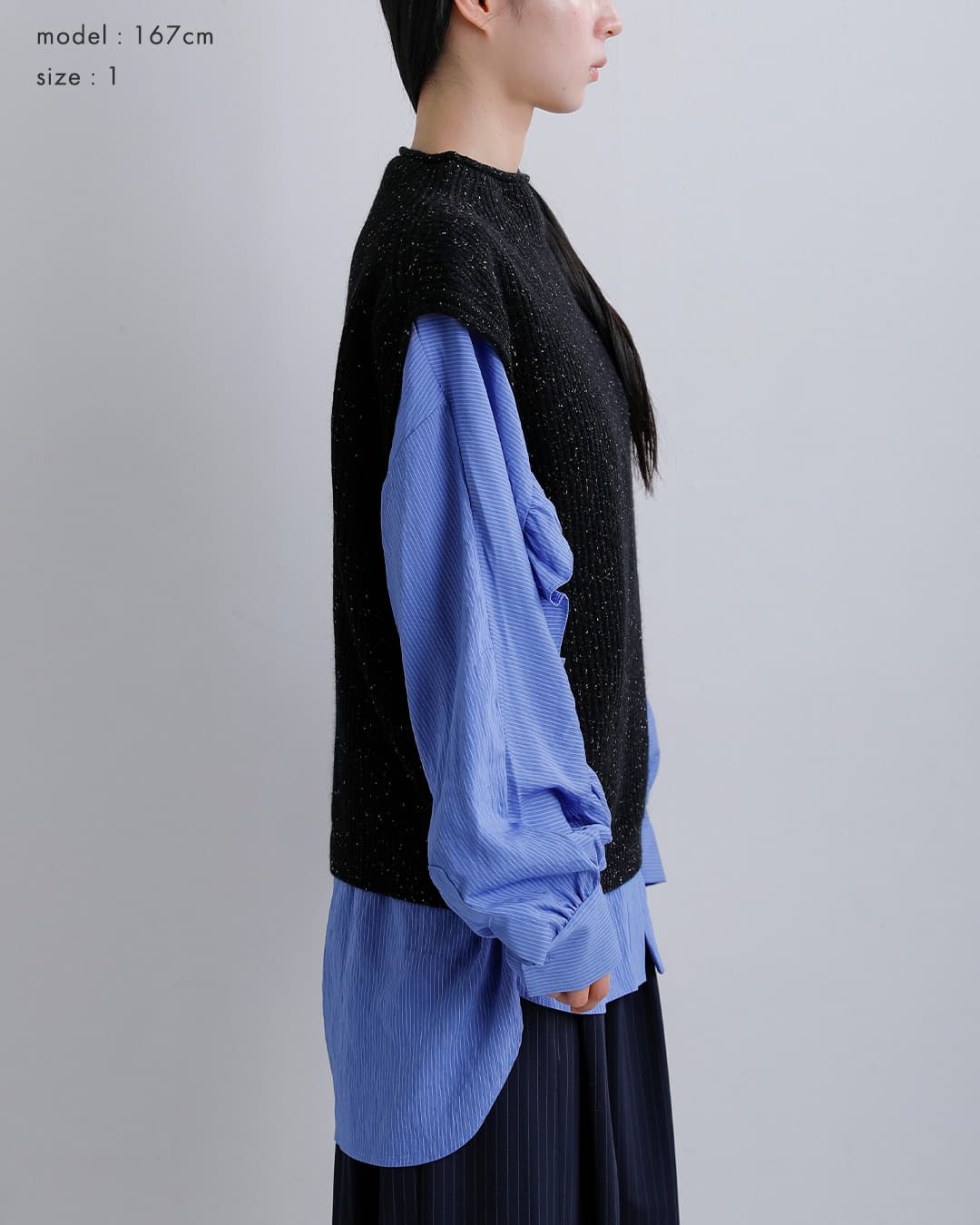 unfilウール シルクネップ ツイードニット ベスト woolen cotton silk nep wool tweed-knit vest wxfl-uw125