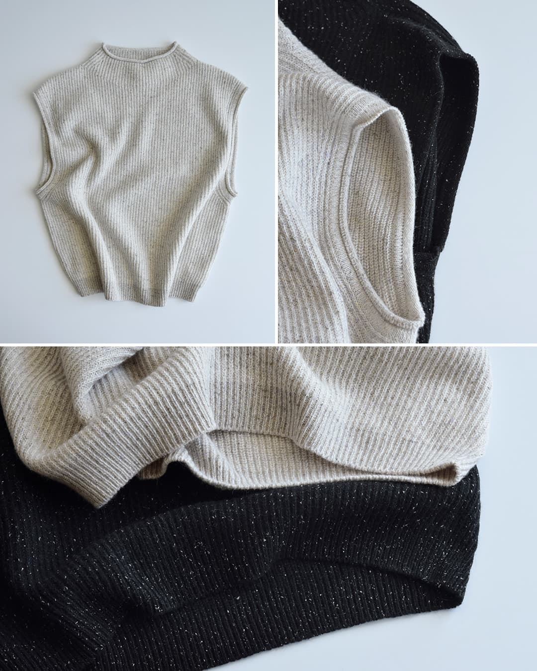 unfilウール シルクネップ ツイードニット ベスト woolen cotton silk nep wool tweed-knit vest wxfl-uw125