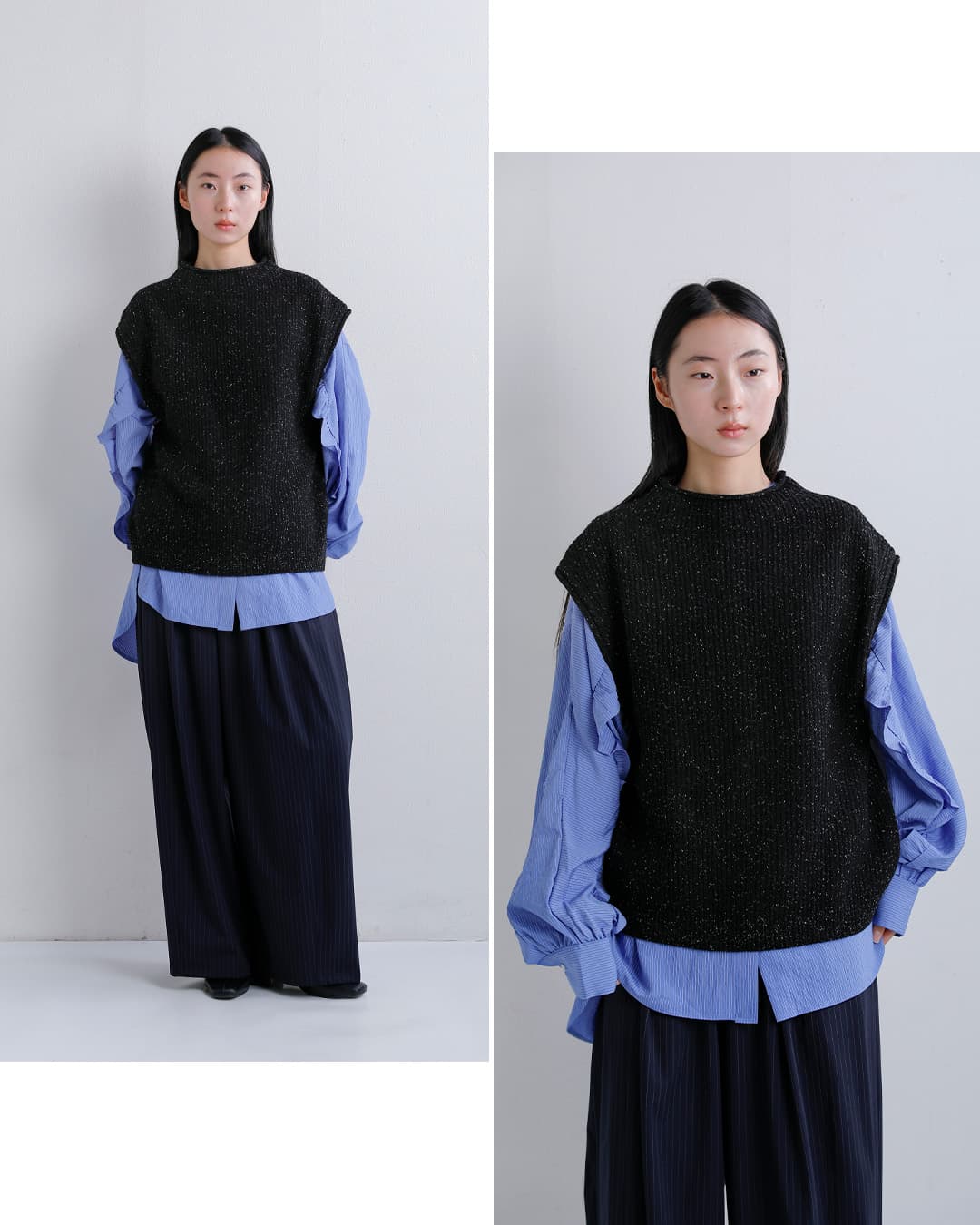 unfilウール シルクネップ ツイードニット ベスト woolen cotton silk nep wool tweed-knit vest wxfl-uw125