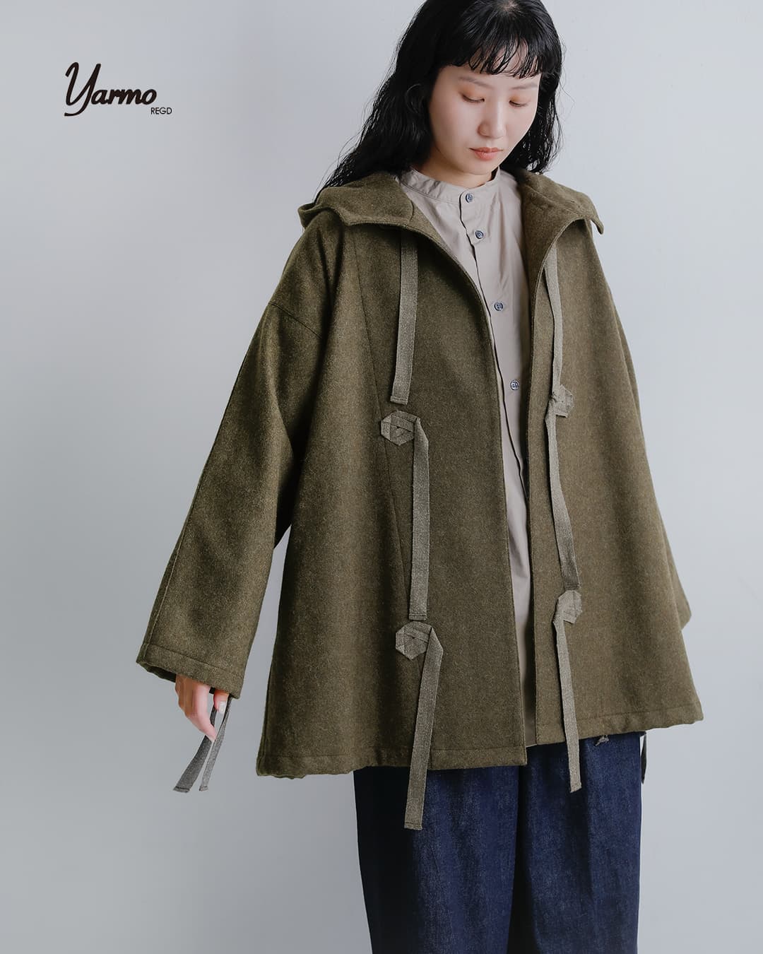 Yarmo(ヤーモ)ウール ニューメルトン フーディーコート yar-26aw-j1