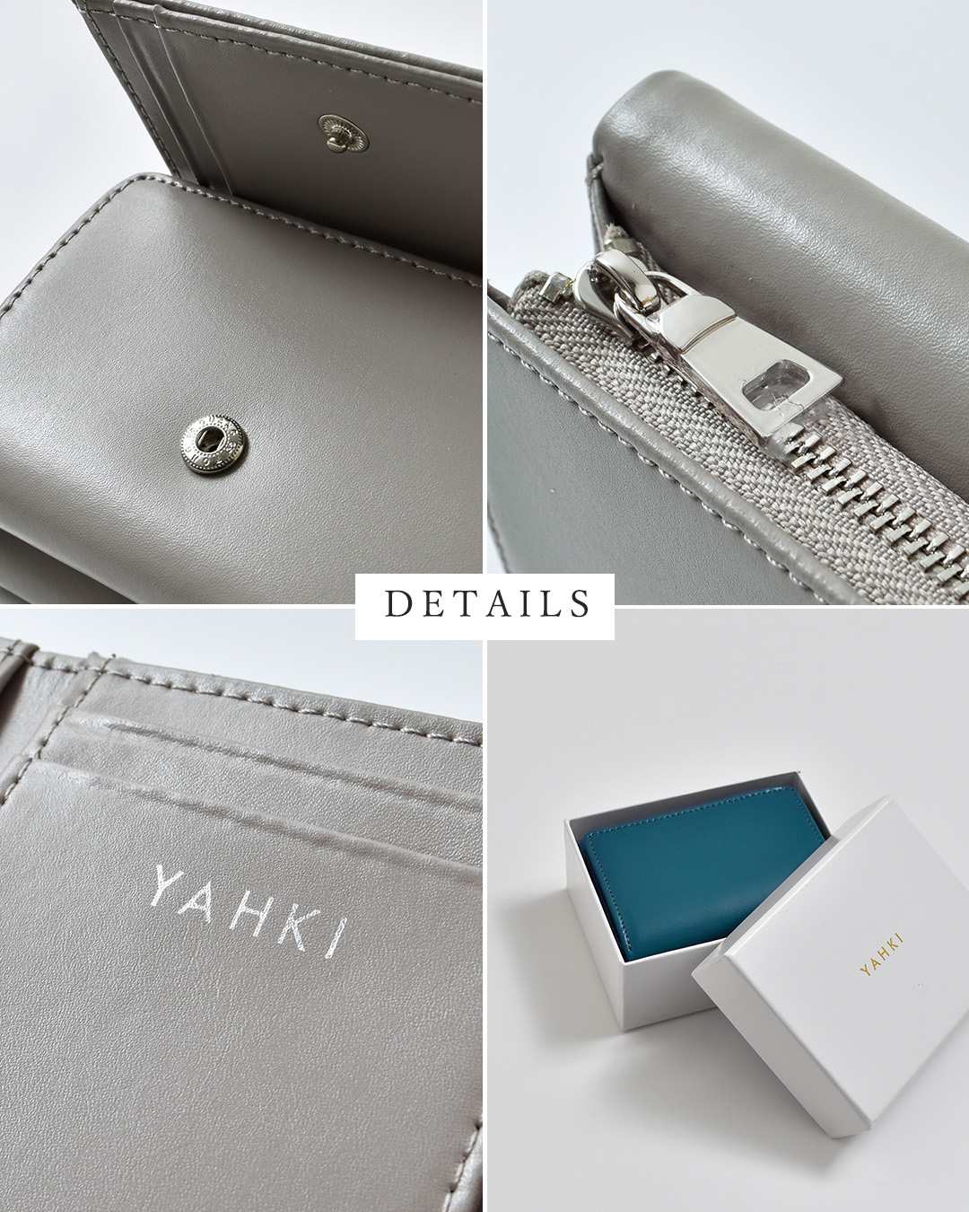 YAHKIスムースレザー コンパクト 三つ折り ウォレット yh-207