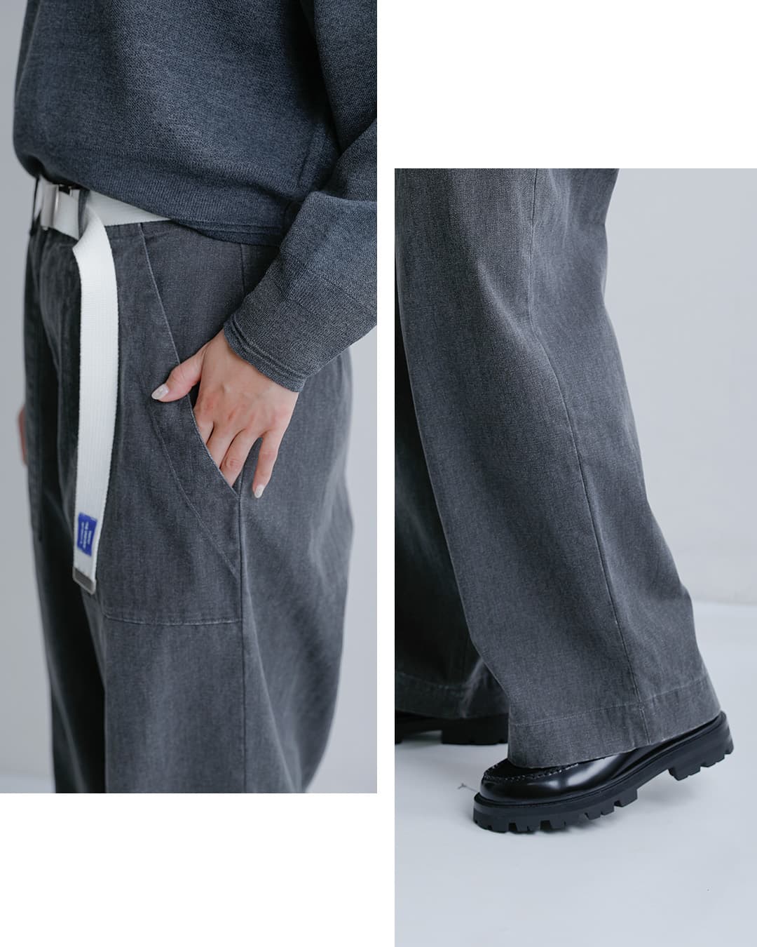 Yarmo THE UNIFORM(ヤーモザユニフォーム)コットン ヘリンボーン ベルト付き フィールドパンツ ytu-26aw-tr4he