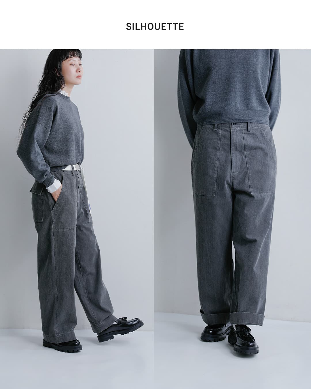 Yarmo THE UNIFORM(ヤーモザユニフォーム)コットン ヘリンボーン ベルト付き フィールドパンツ ytu-26aw-tr4he