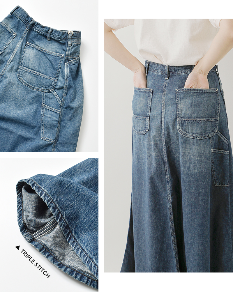 or slow(オアスロウ)30sペインターロングデニムスカート00-4127