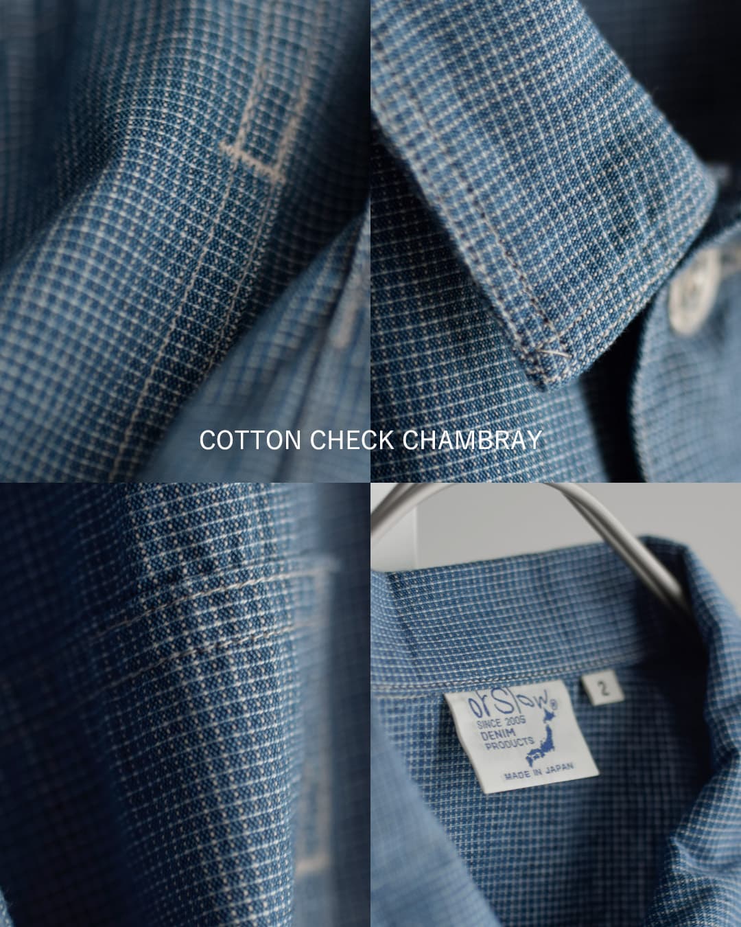 or slow(オアスロウ)コットンシャンブレー 七分袖 プルオーバー ワンピース 00-9551