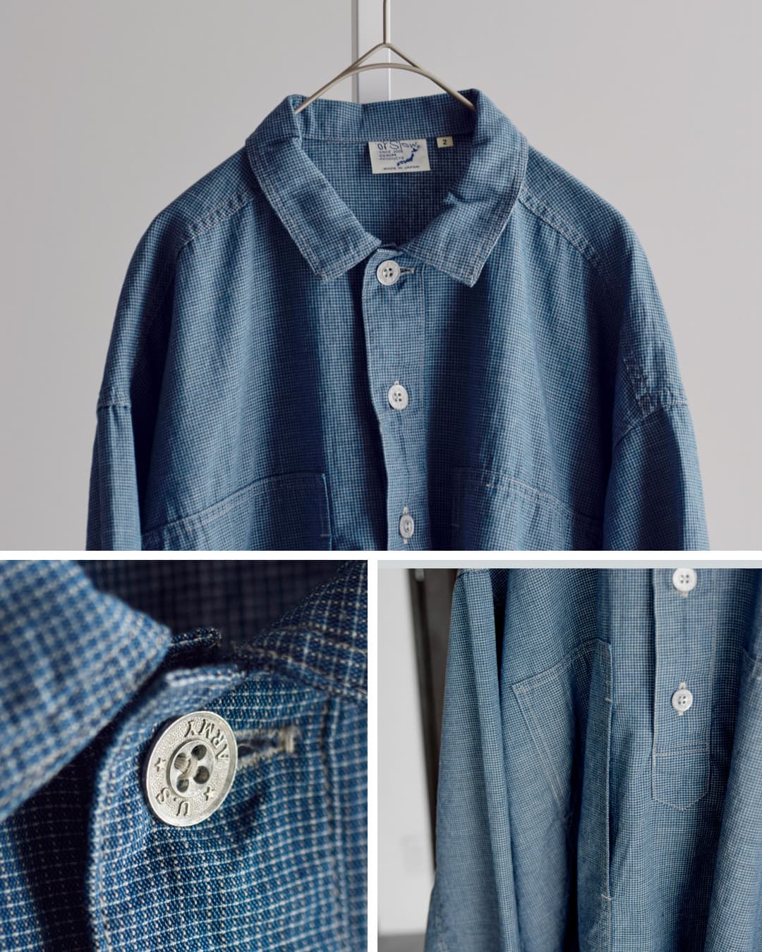 or slow(オアスロウ)コットンシャンブレー 七分袖 プルオーバー ワンピース 00-9551