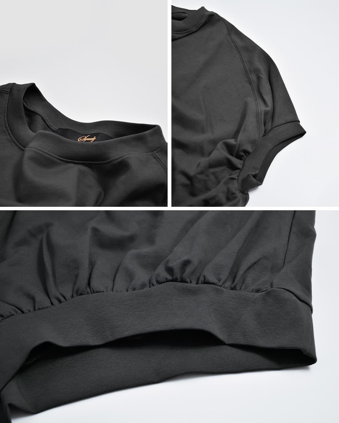 Squadyライト ミニ裏毛 ギャザー ドルマン Tシャツ 001-5867