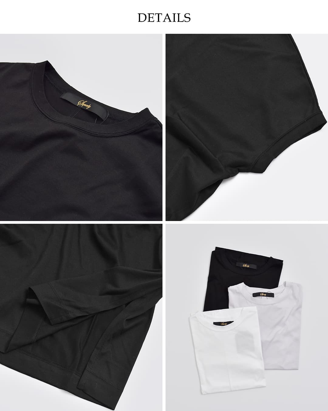 Squady(スカディ)コットン シルケット天竺 スリット Tシャツ 002-6831