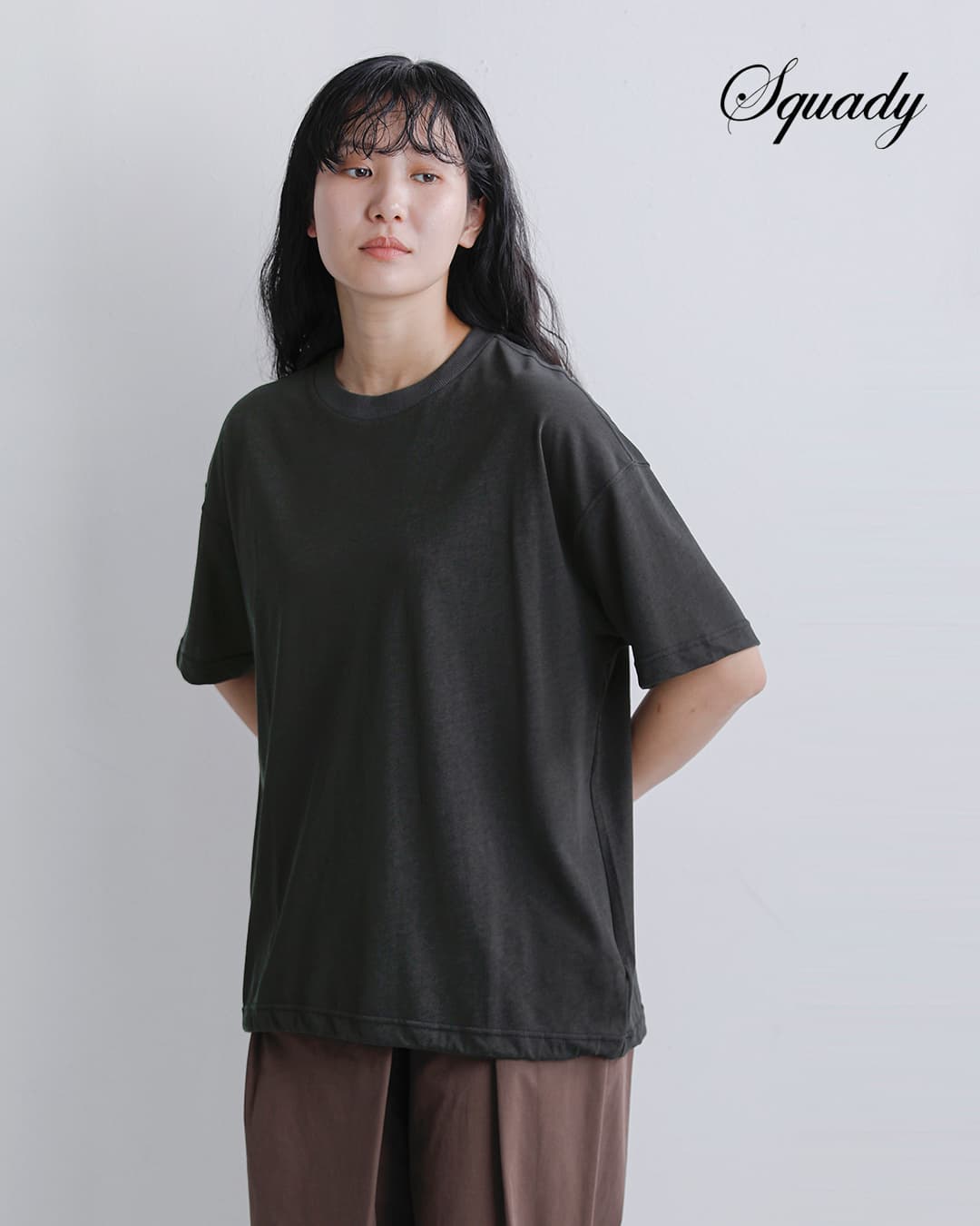 NEW]Squady スカディ コットン レアルツイスト 裾ゴムスピンドル T