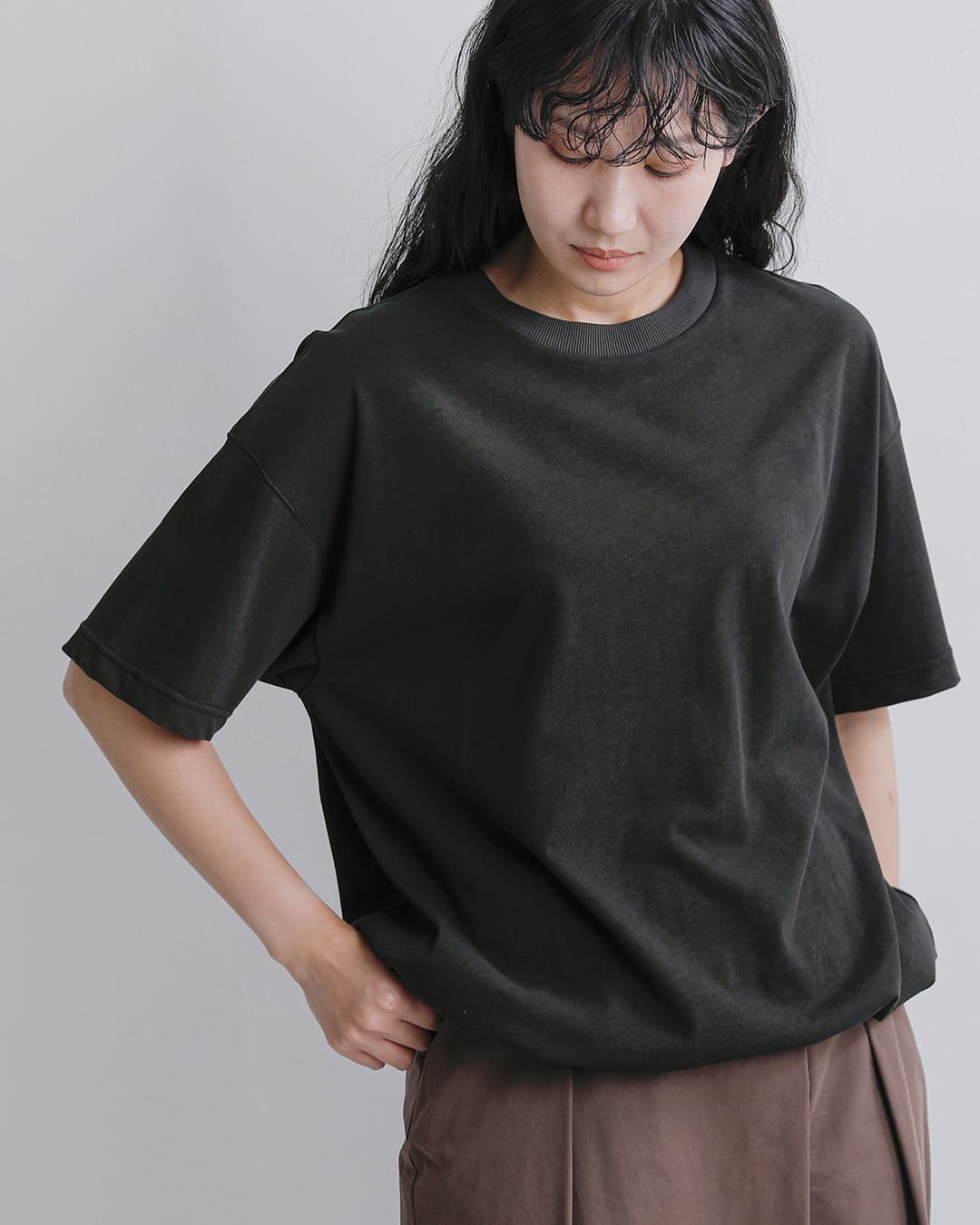 NEW]Squady スカディ コットン レアルツイスト 裾ゴムスピンドル T