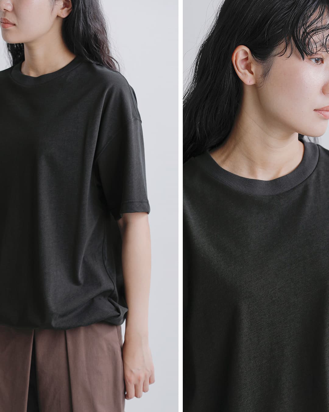 Squady(スカディ)コットン レアルツイスト 裾ゴムスピンドル Tシャツ 002-6832